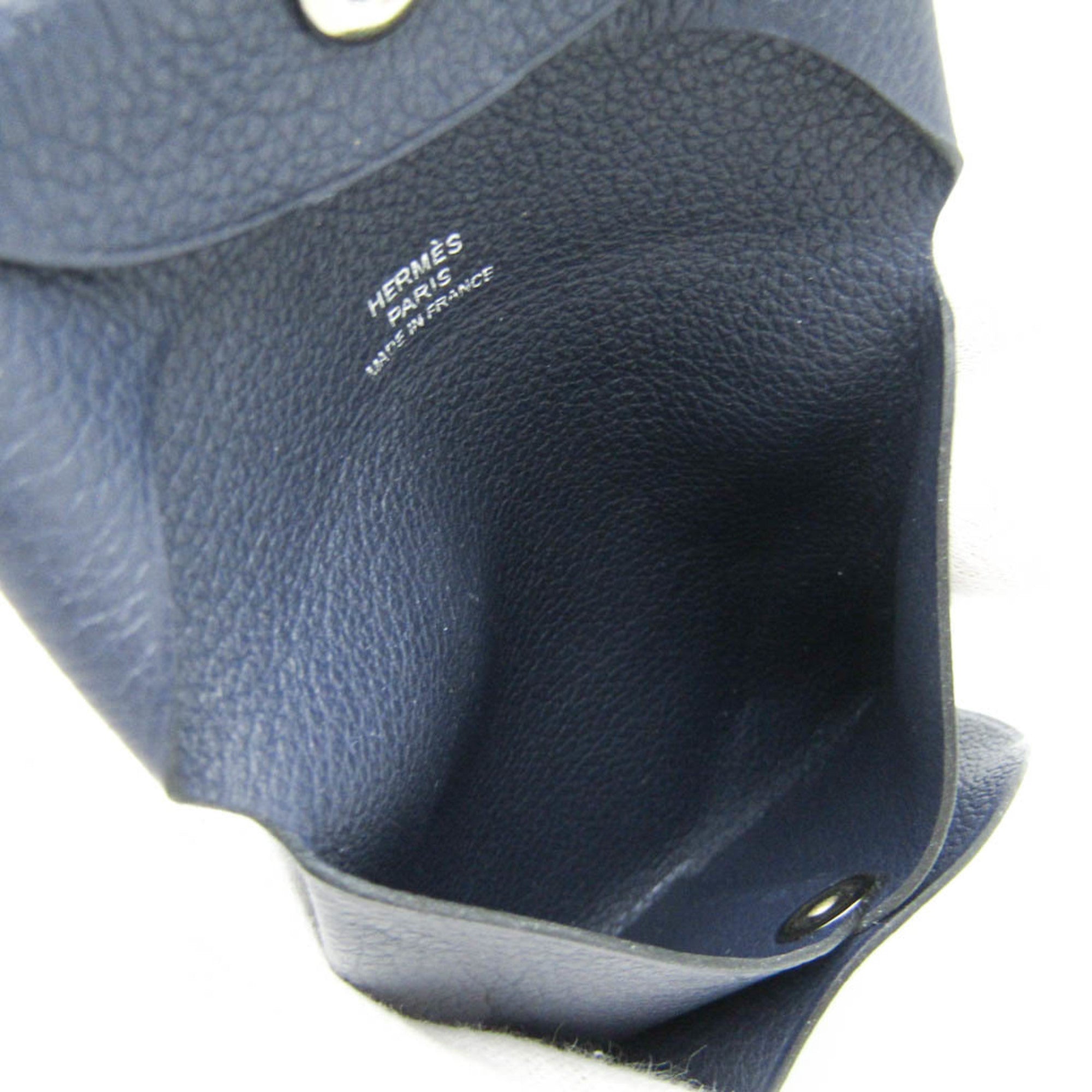 Hermes Bastia Navy Leather Coin Purse/Coin Case (Pre-Owned)