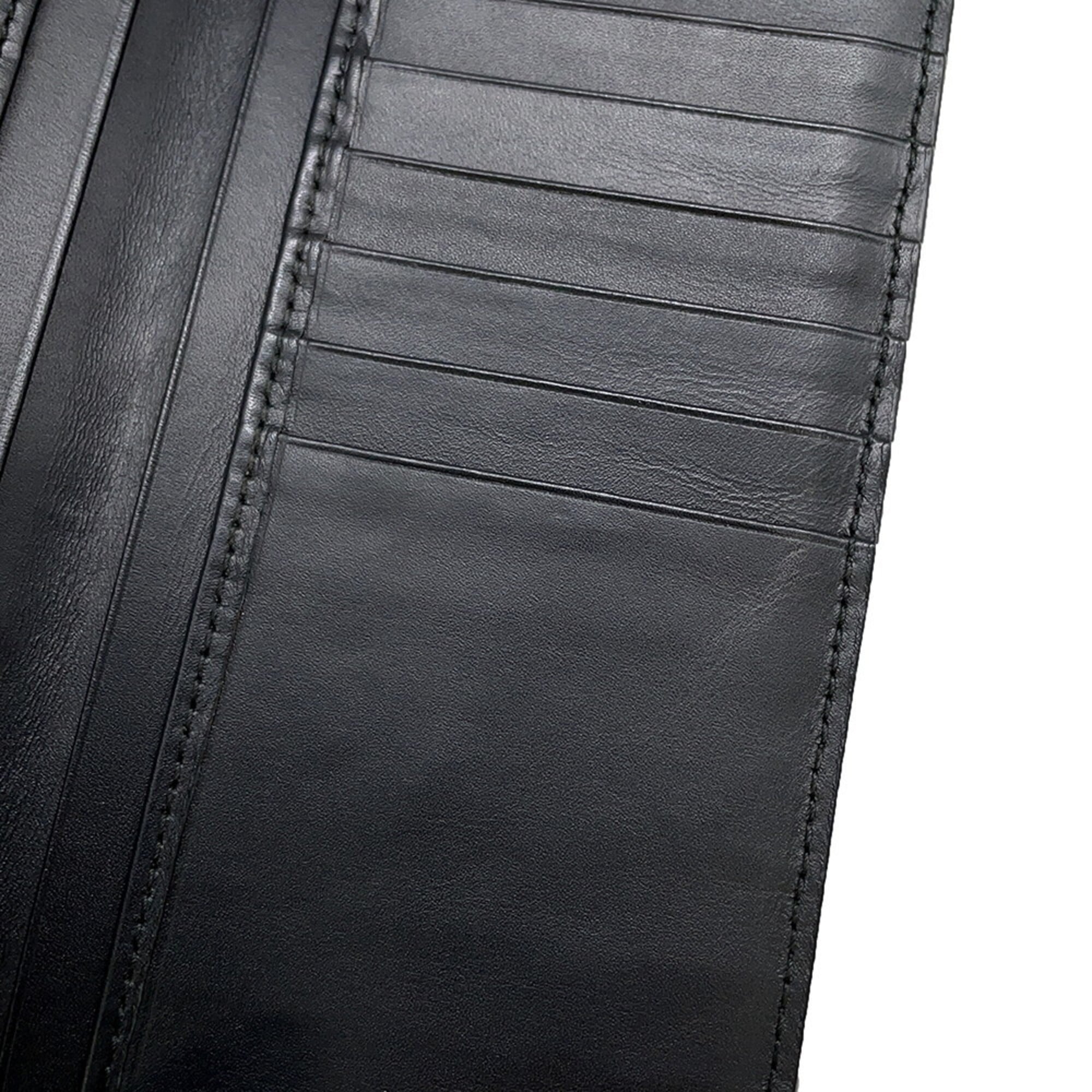 Bottega Veneta Black Leather Long Wallet (Bi-Fold) (Pre-Owned)