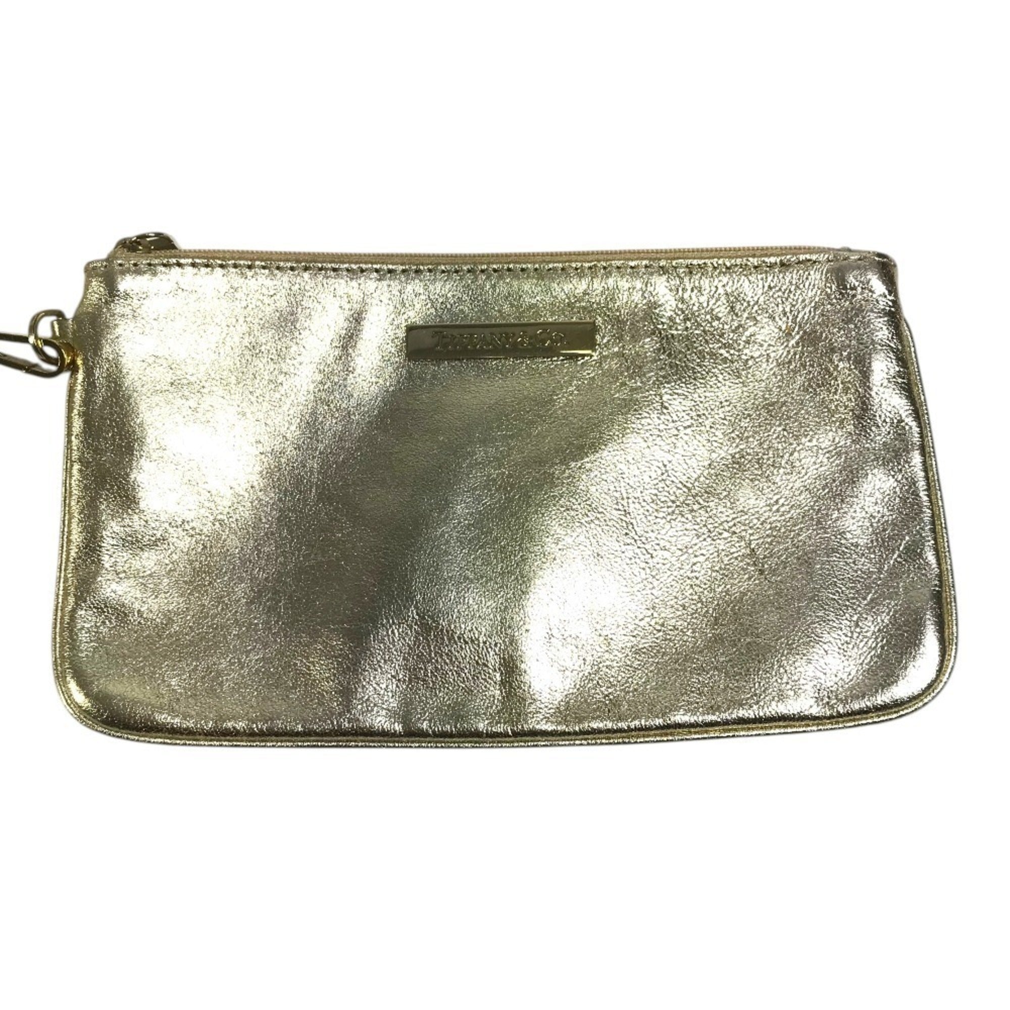 Tiffany Gold Leather Handbag Pouch Shoulder Bag Tote Bag (Pre-Owned)