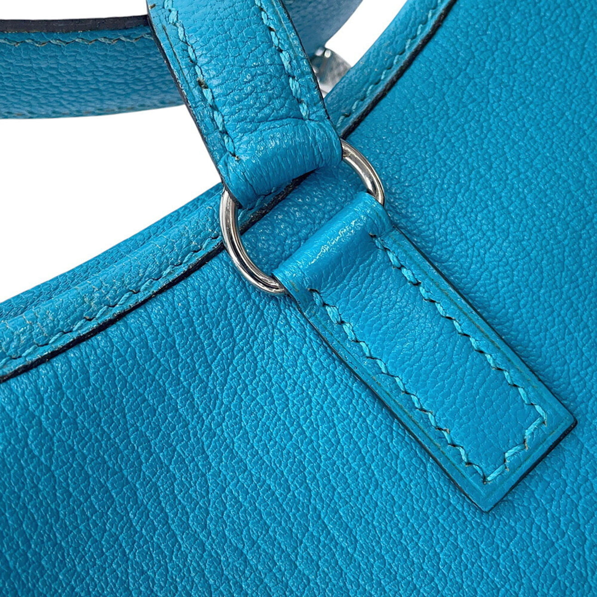 Hermes Turquoise Blue Chevre Leather Handbag Shoulder Bag (Pre-Owned)