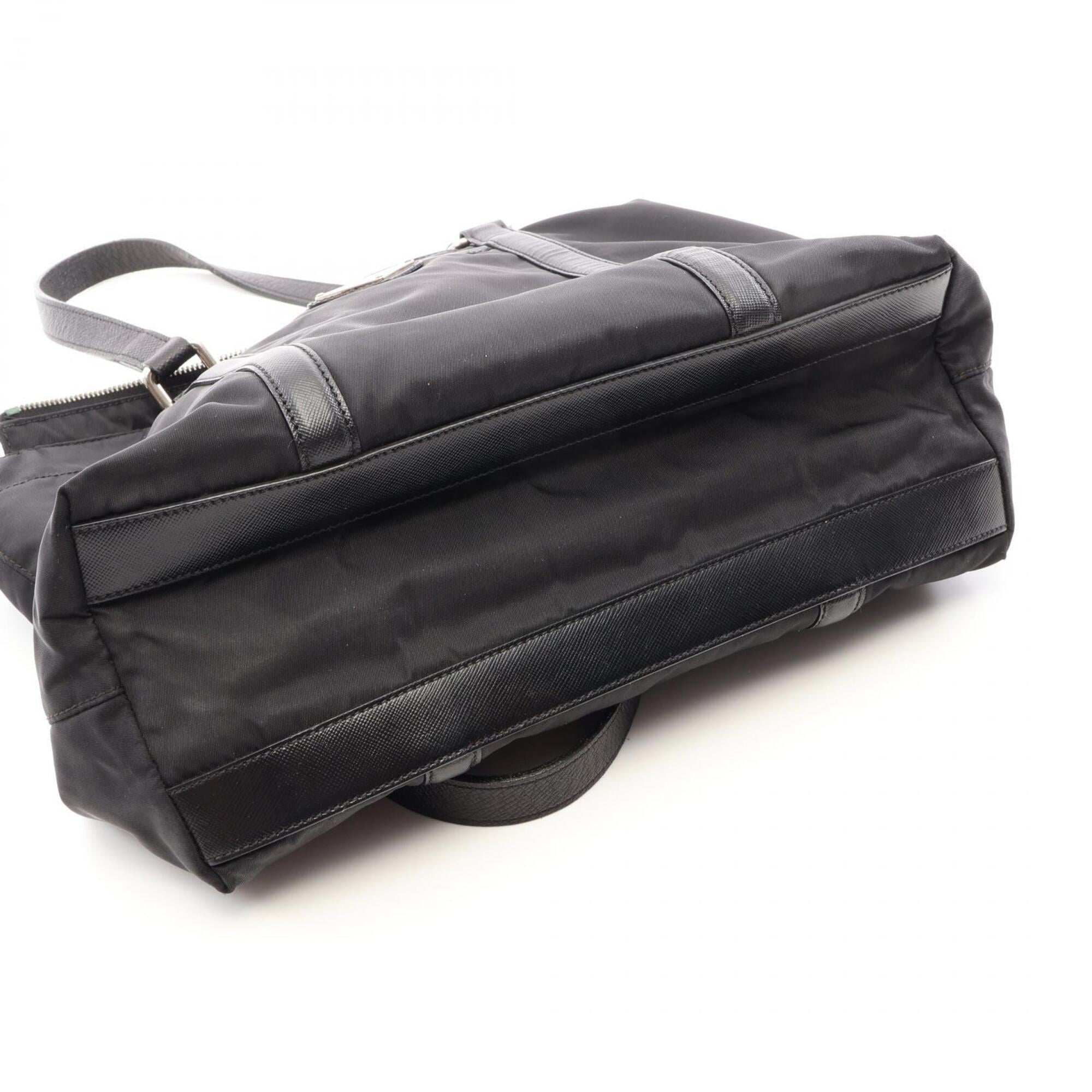 Prada Black Nylon Leather Tote Bag (Pre-Owned)