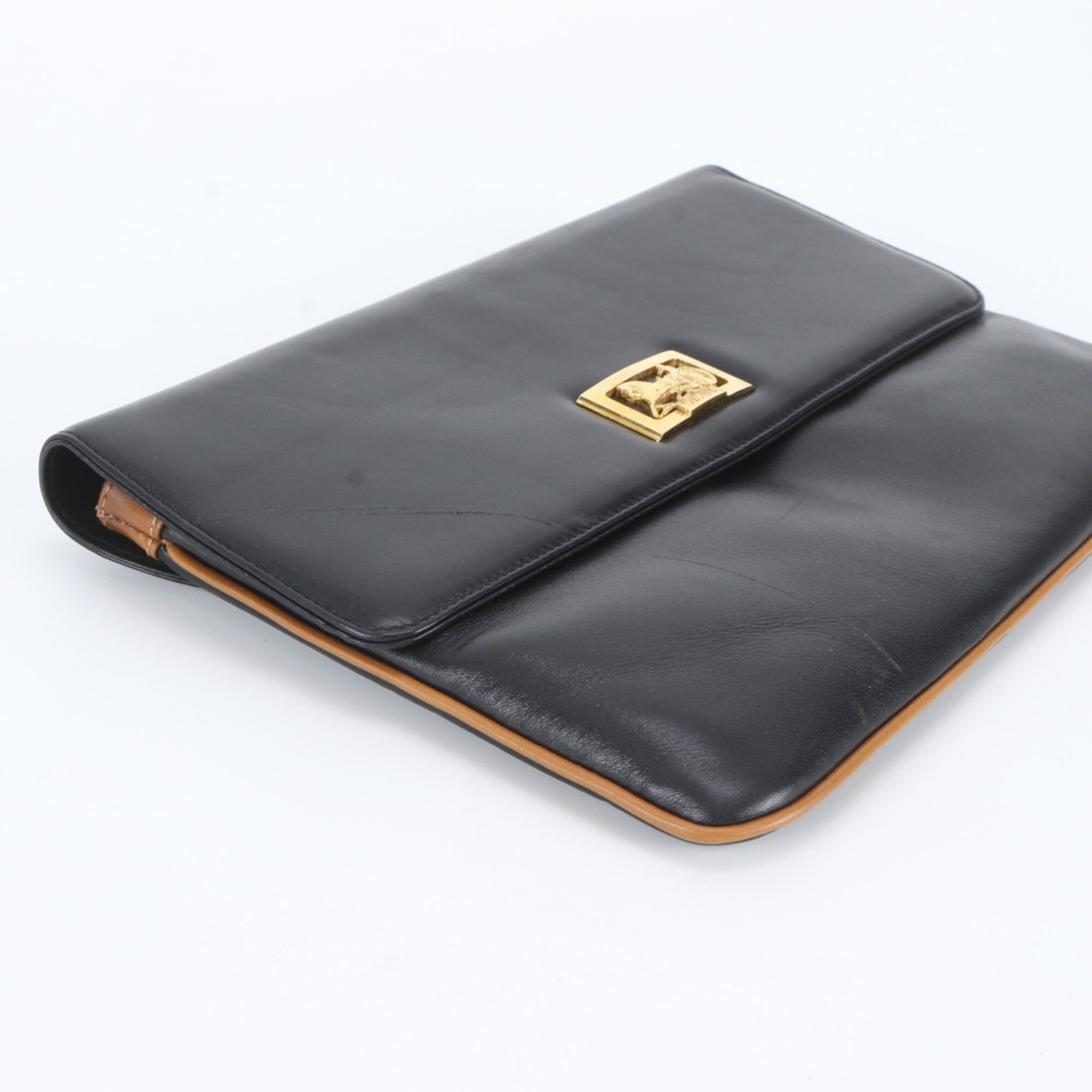 Celine Black Leather Clutch Bag Pouch (Pre-Owned)