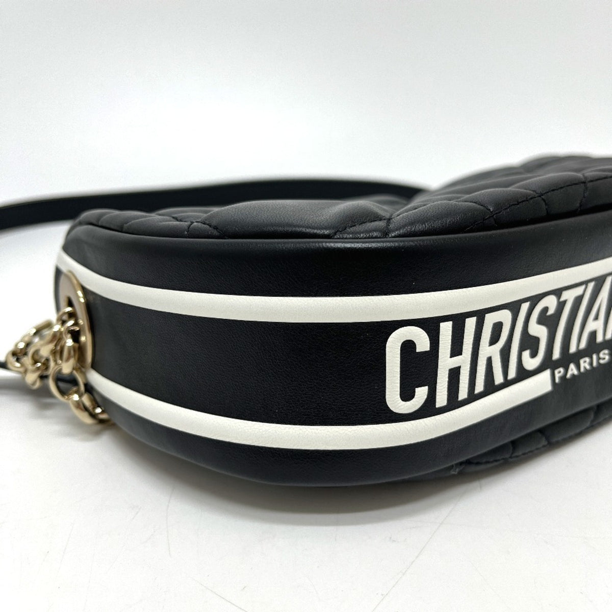 Christian Dior Black White Leather Handbag Shoulder Bag (Pre-Owned)
