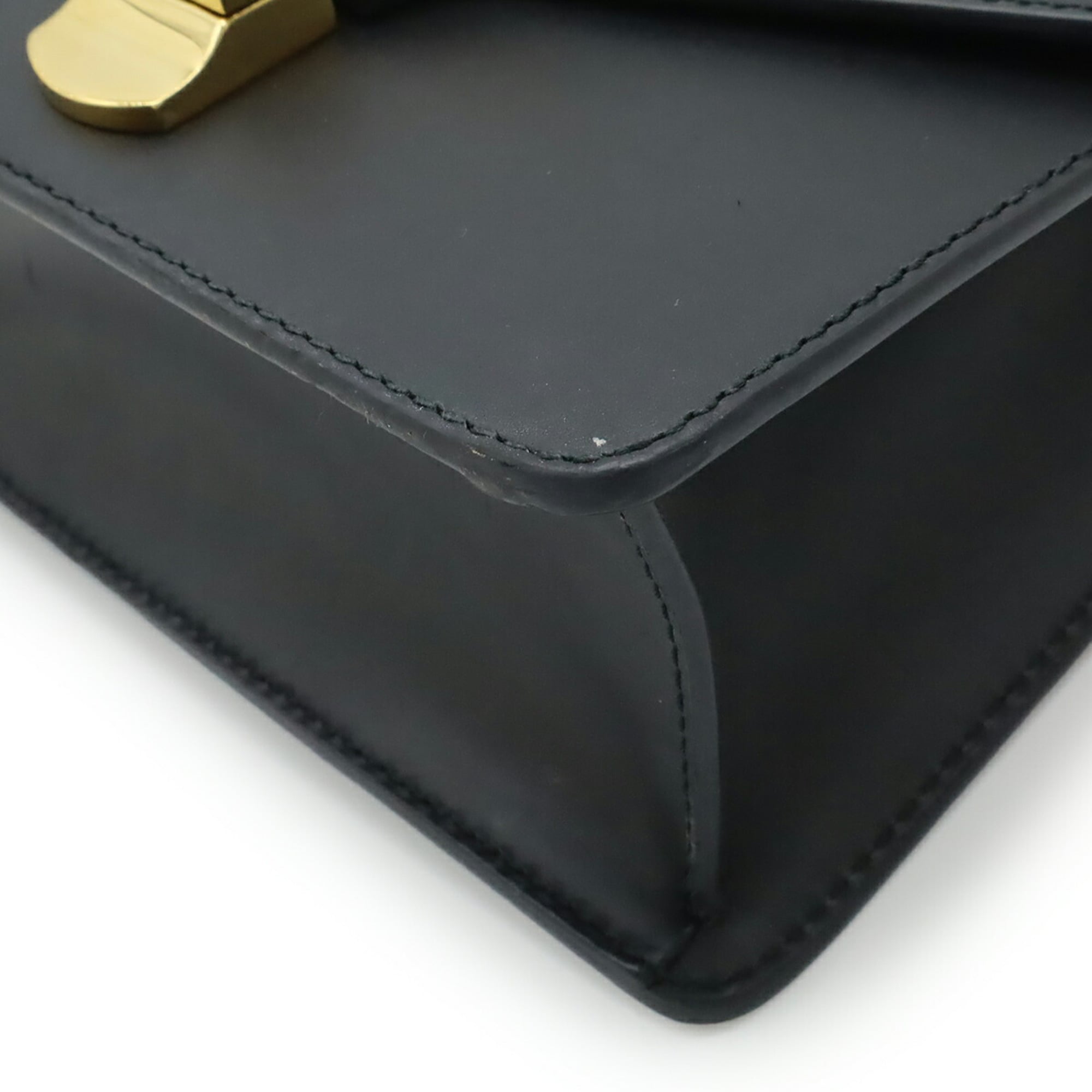 Gucci Black Green Red Color Leather Pochette Shoulder Bag (Pre-Owned)