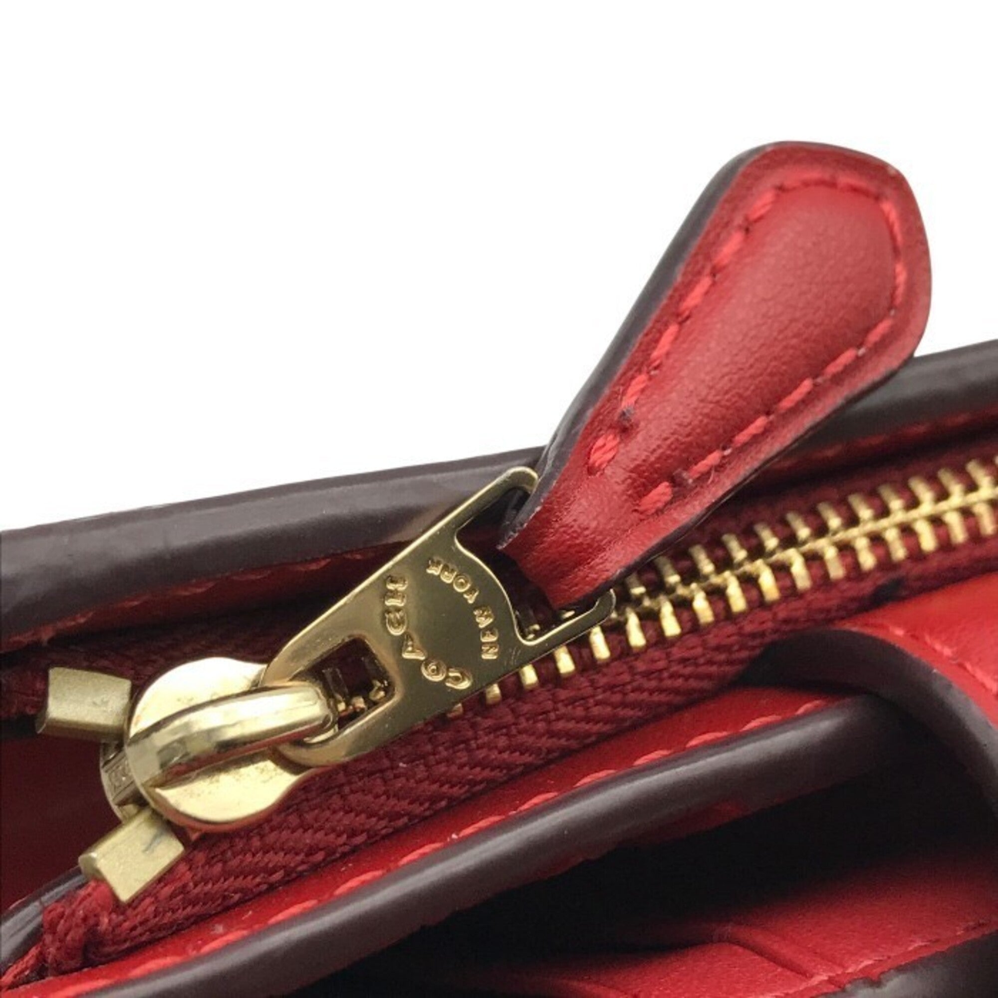 Coach Signature Brown Red Color Wallet (Bi-Fold) (Pre-Owned)