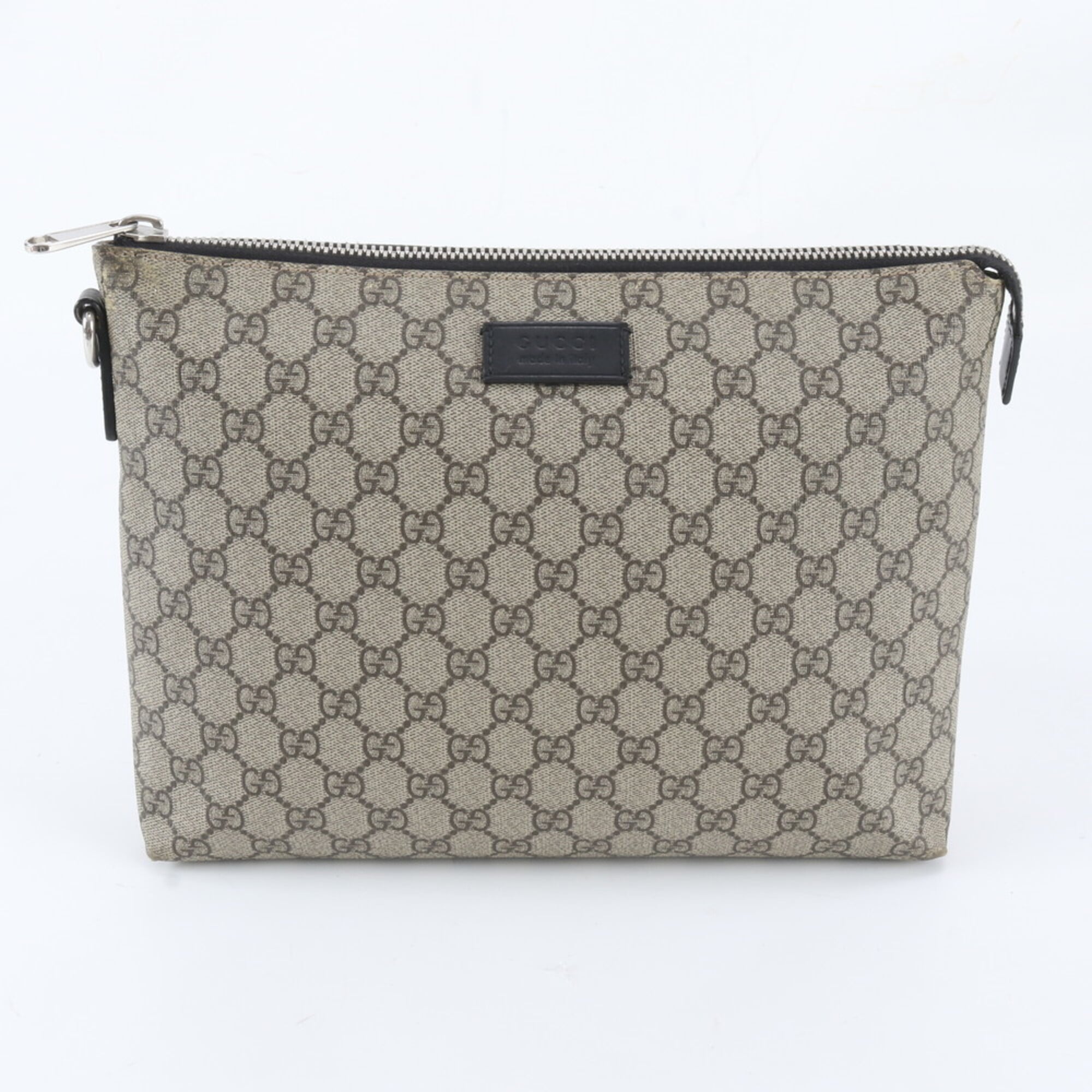 Gucci Brown Leather Coated Canvas Handbag Pouch (Pre-Owned)