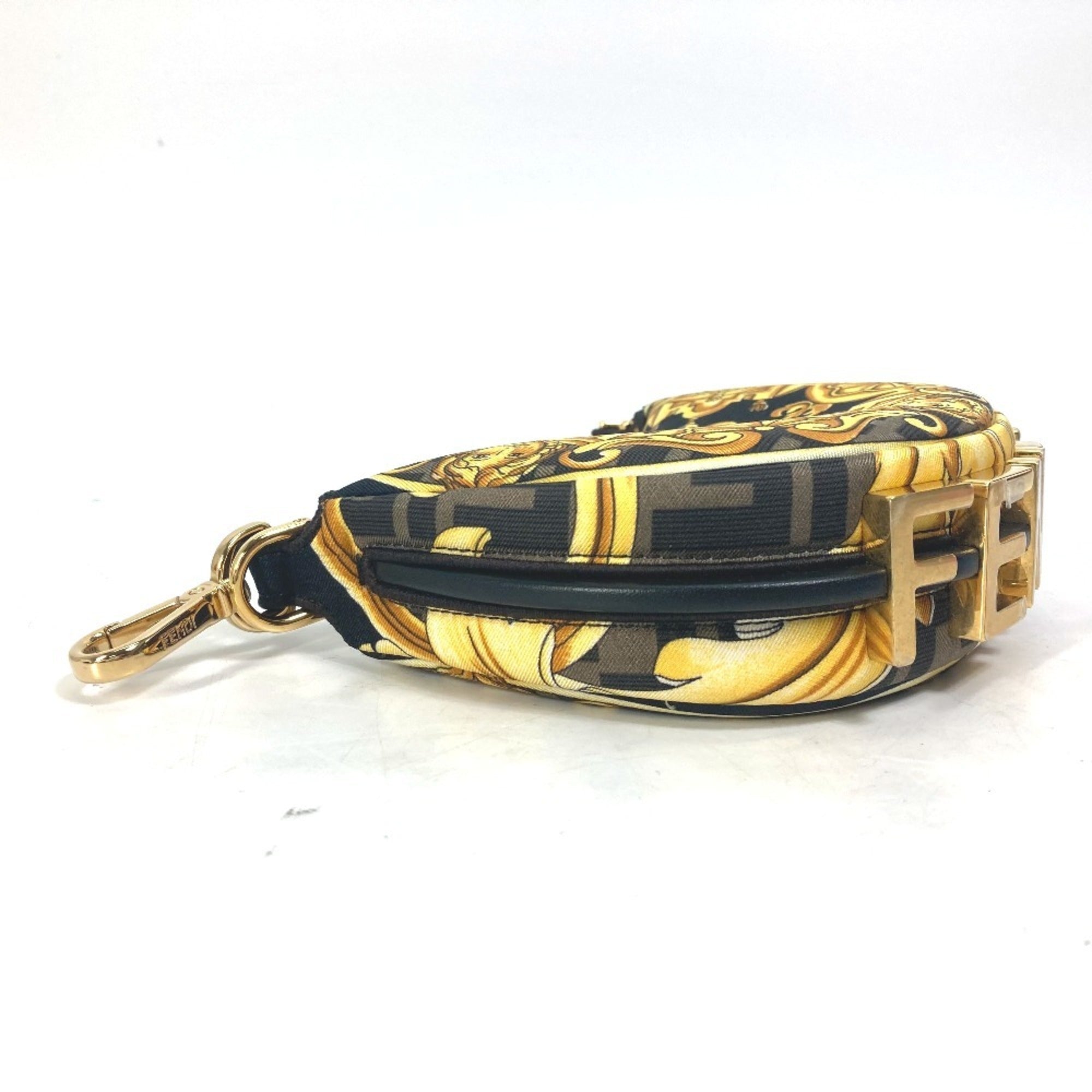 Fendi Black Yellow Nylon Leather Clutch Bag Handbag Pouch (Pre-Owned)