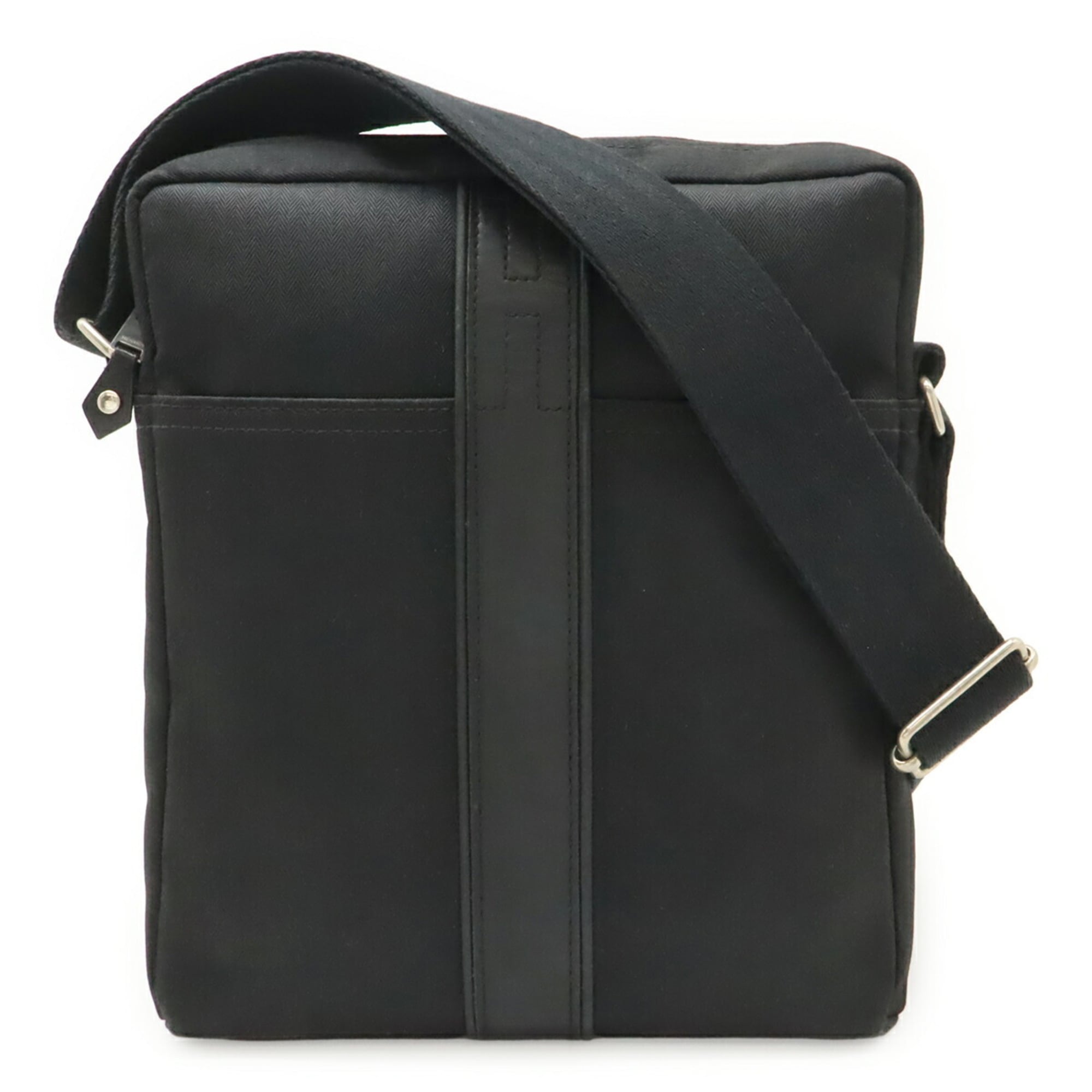 Hermes Acapulco Black Toile Chevron Leather Pochette Shoulder Bag (Pre-Owned)