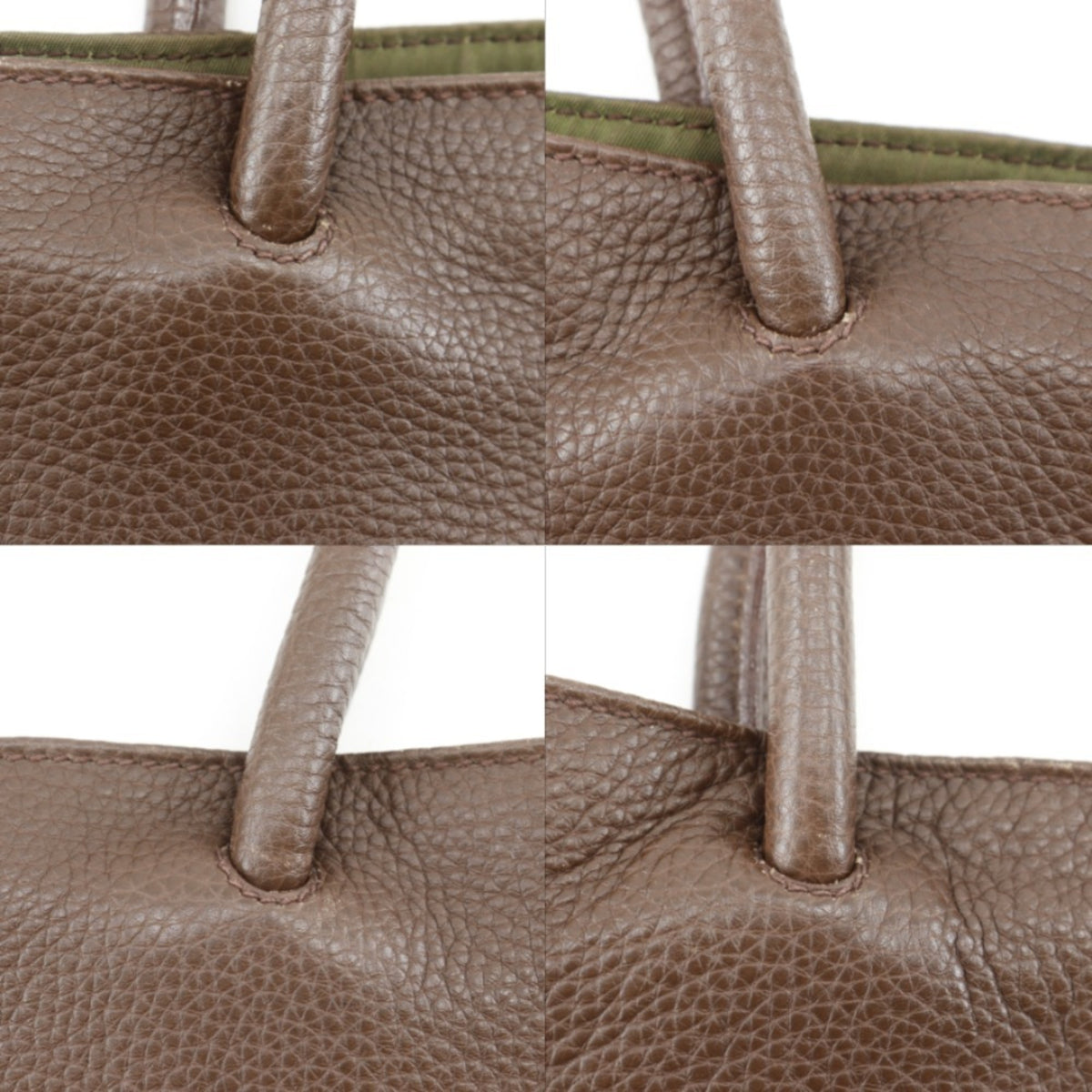 Prada Brown Nylon Leather Handbag Tote Bag (Pre-Owned)