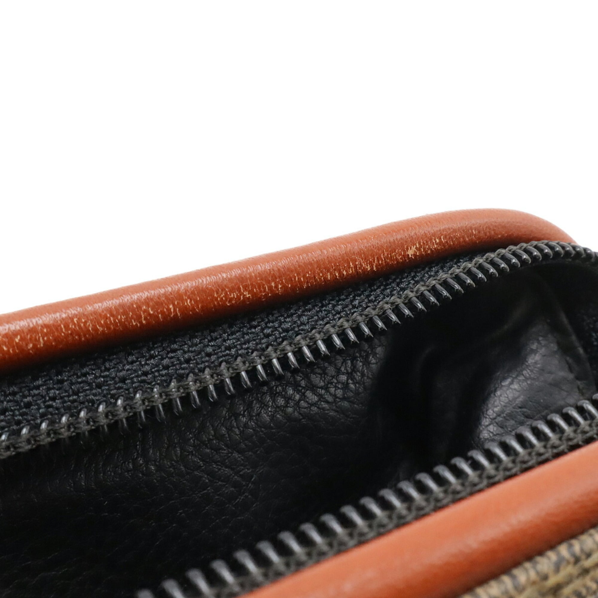 Fendi Black Khaki Light Brown Coated Canvas Leather Boston Bag Handbag Shoulder Bag (Pre-Owned)