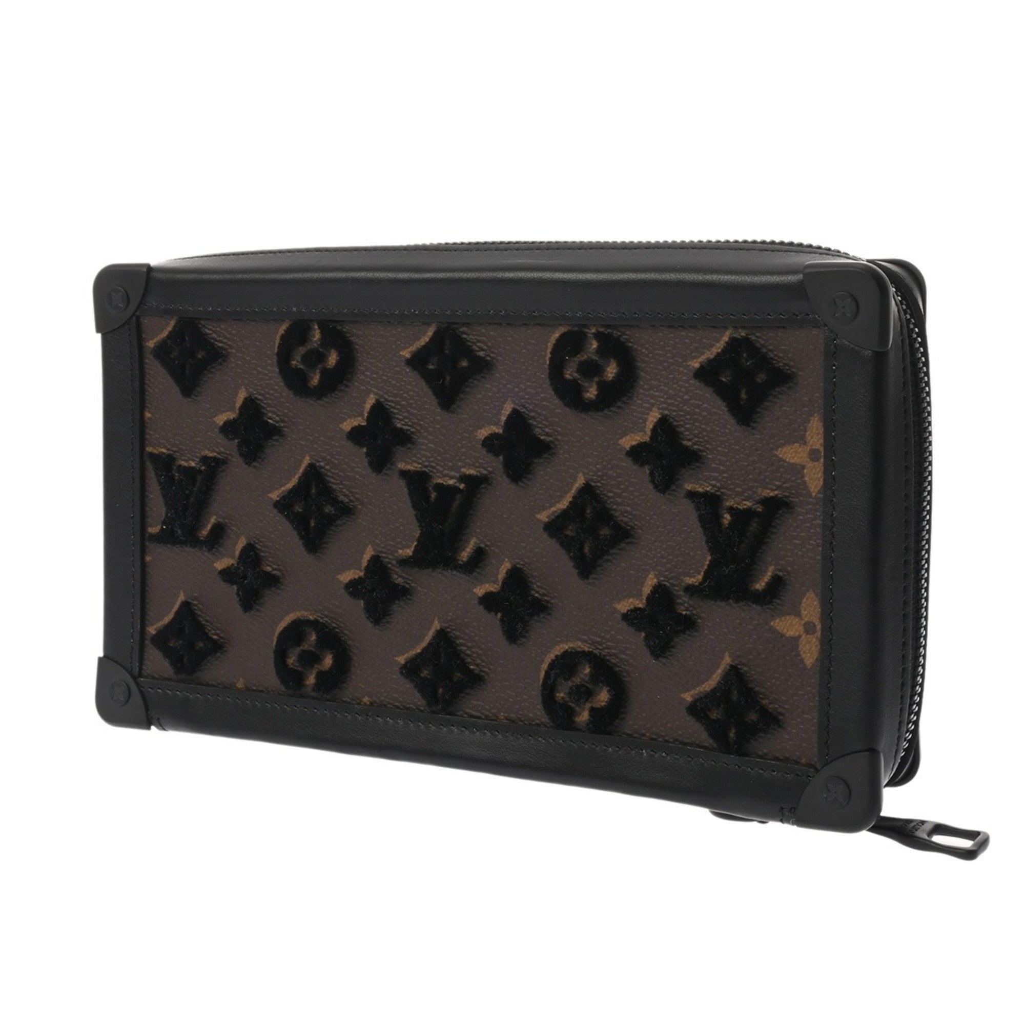 Louis Vuitton Black Brown Monogram Clutch Bag (Pre-Owned)