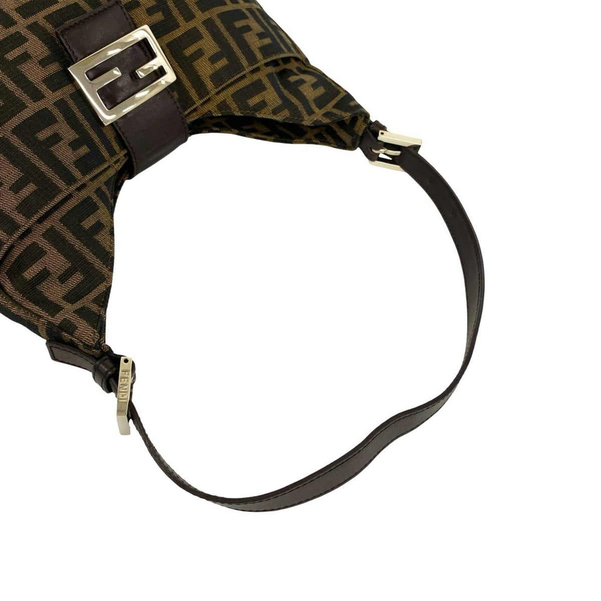 Fendi Black Brown Canvas Leather Shoulder Bag Tote Bag (Pre-Owned)