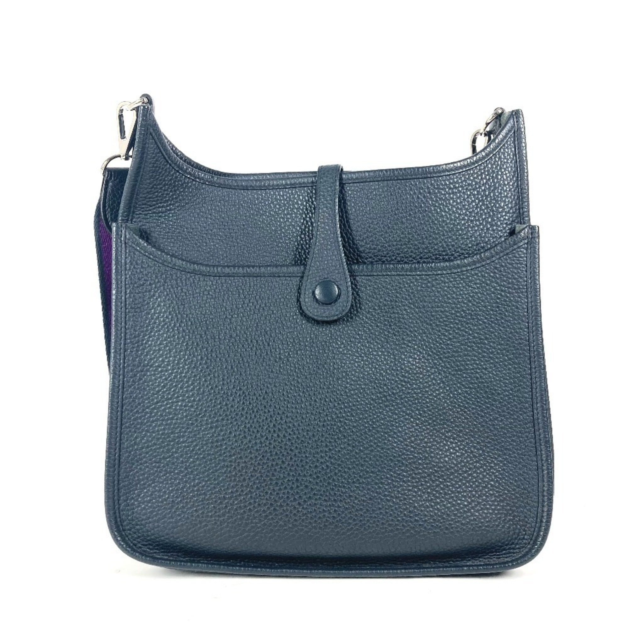 Hermes Navy Taurillon Clemence Leather Shoulder Bag (Pre-Owned)