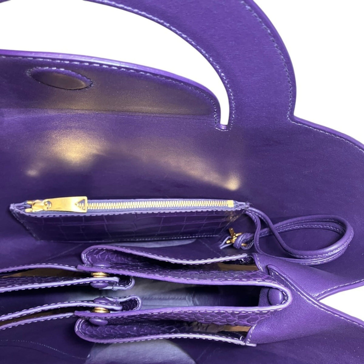 Bottega Veneta Purple Leather Handbag Pouch (Pre-Owned)