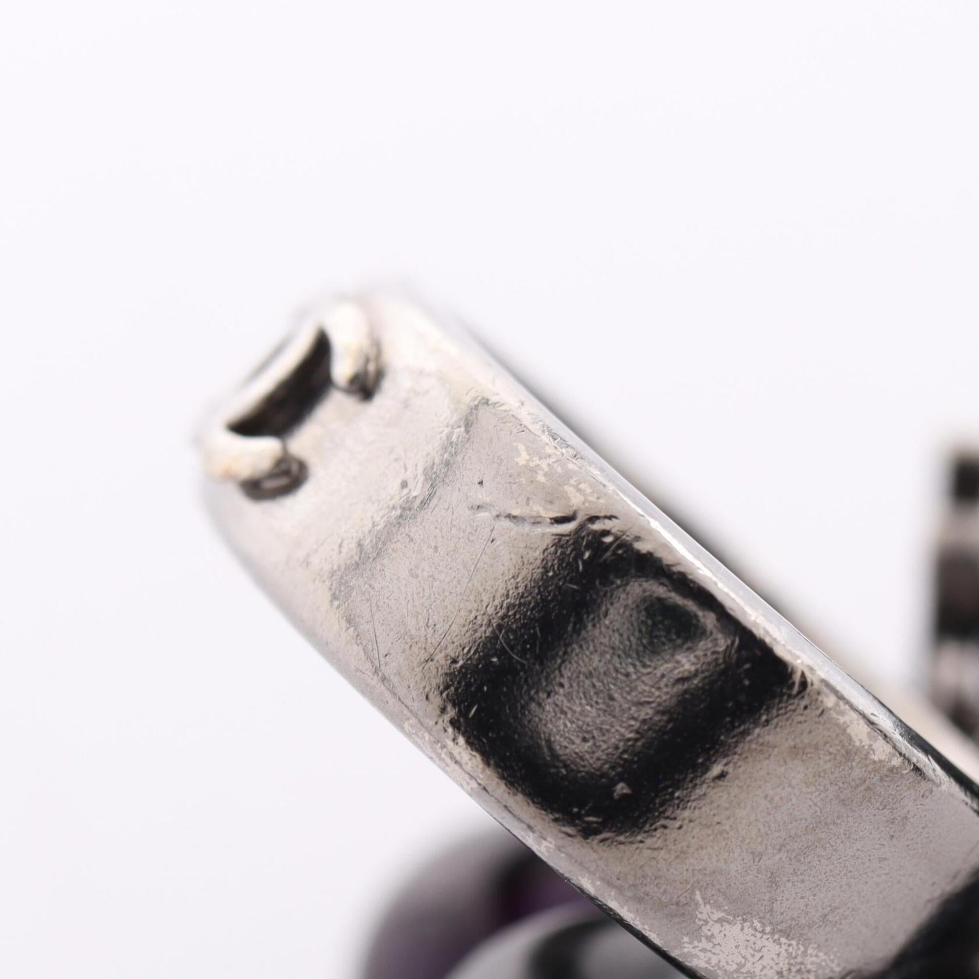 Chanel Silver Black Purple Stainless Steel Band Ring (Pre-Owned)