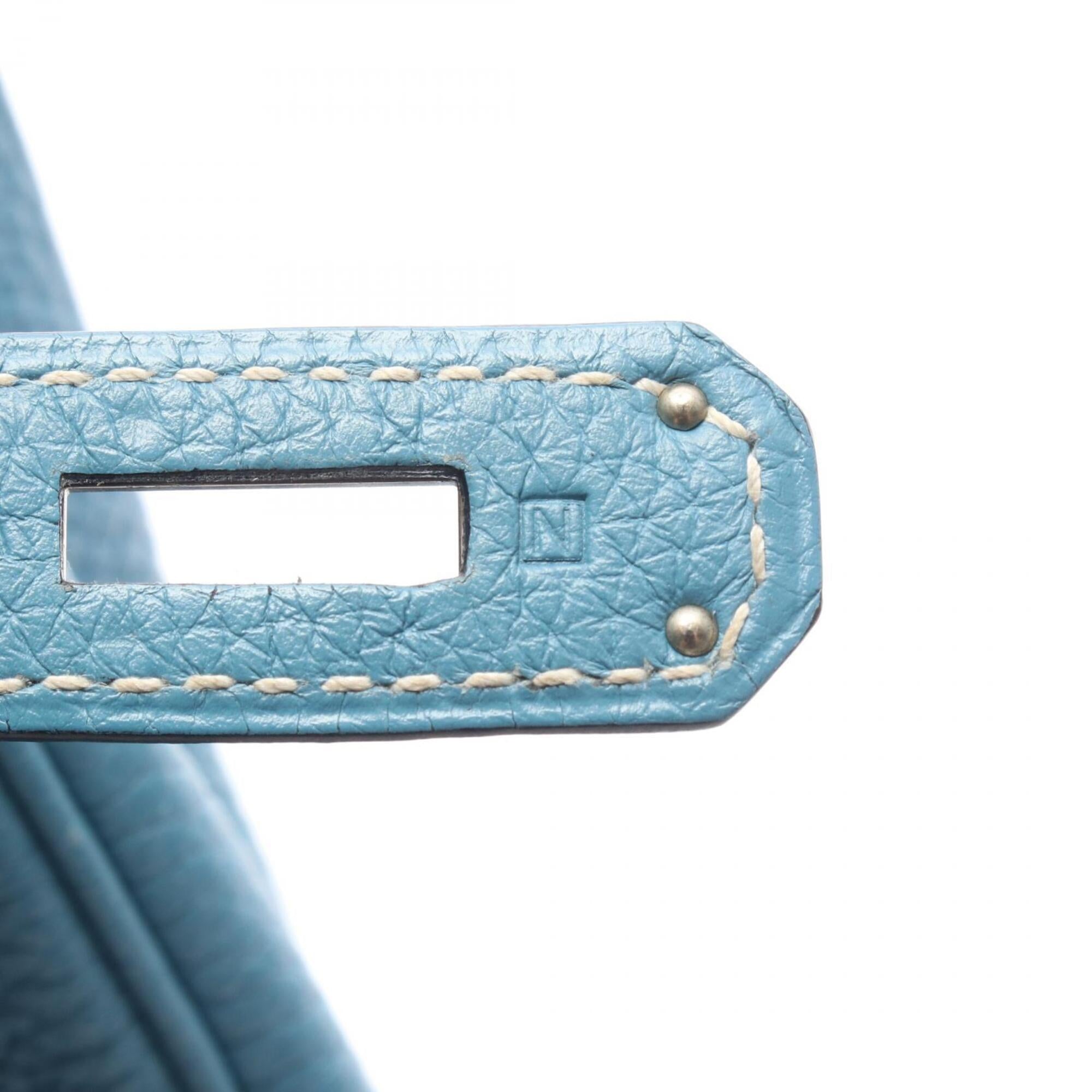 Hermes Blue Blue Jean Togo Leather Handbag (Pre-Owned)