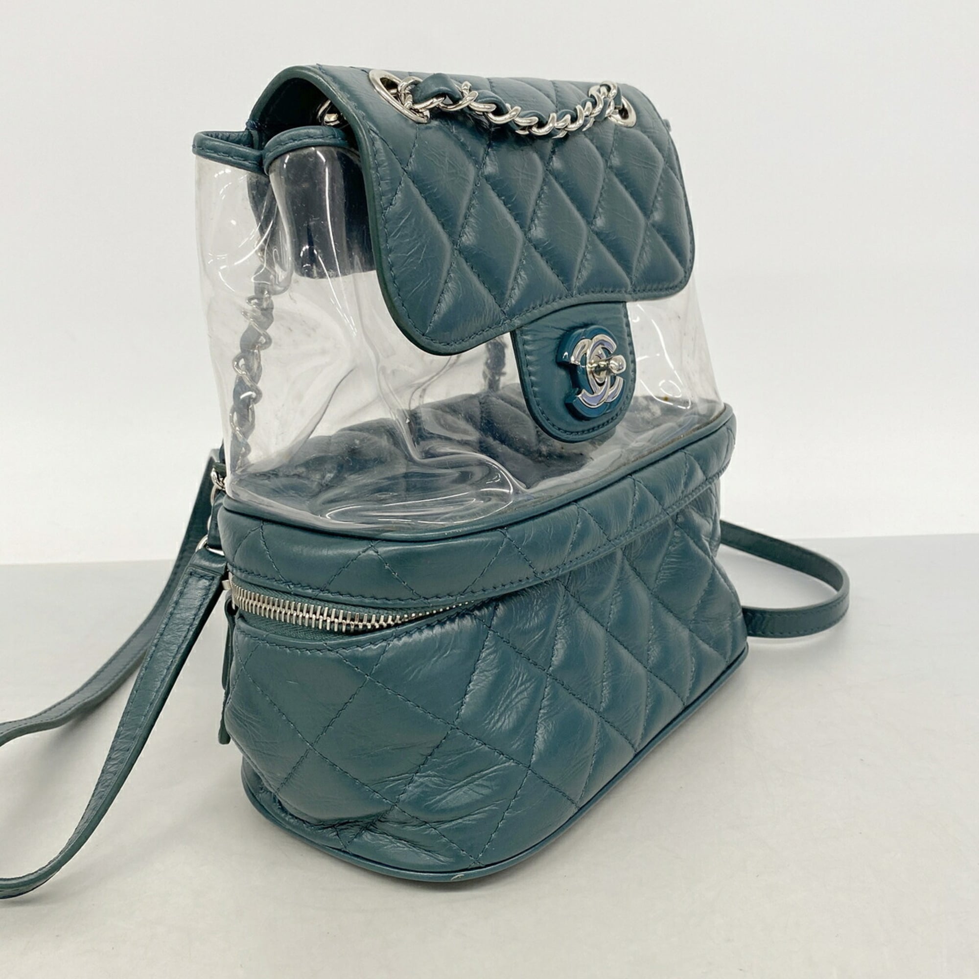 Chanel Green Leather Vinyl Backpack (Pre-Owned)