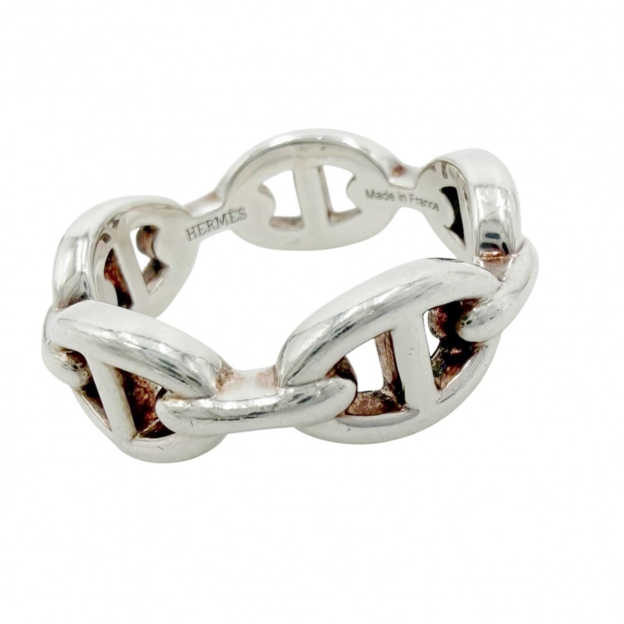 Hermes Silver 925 Band Ring (Pre-Owned)