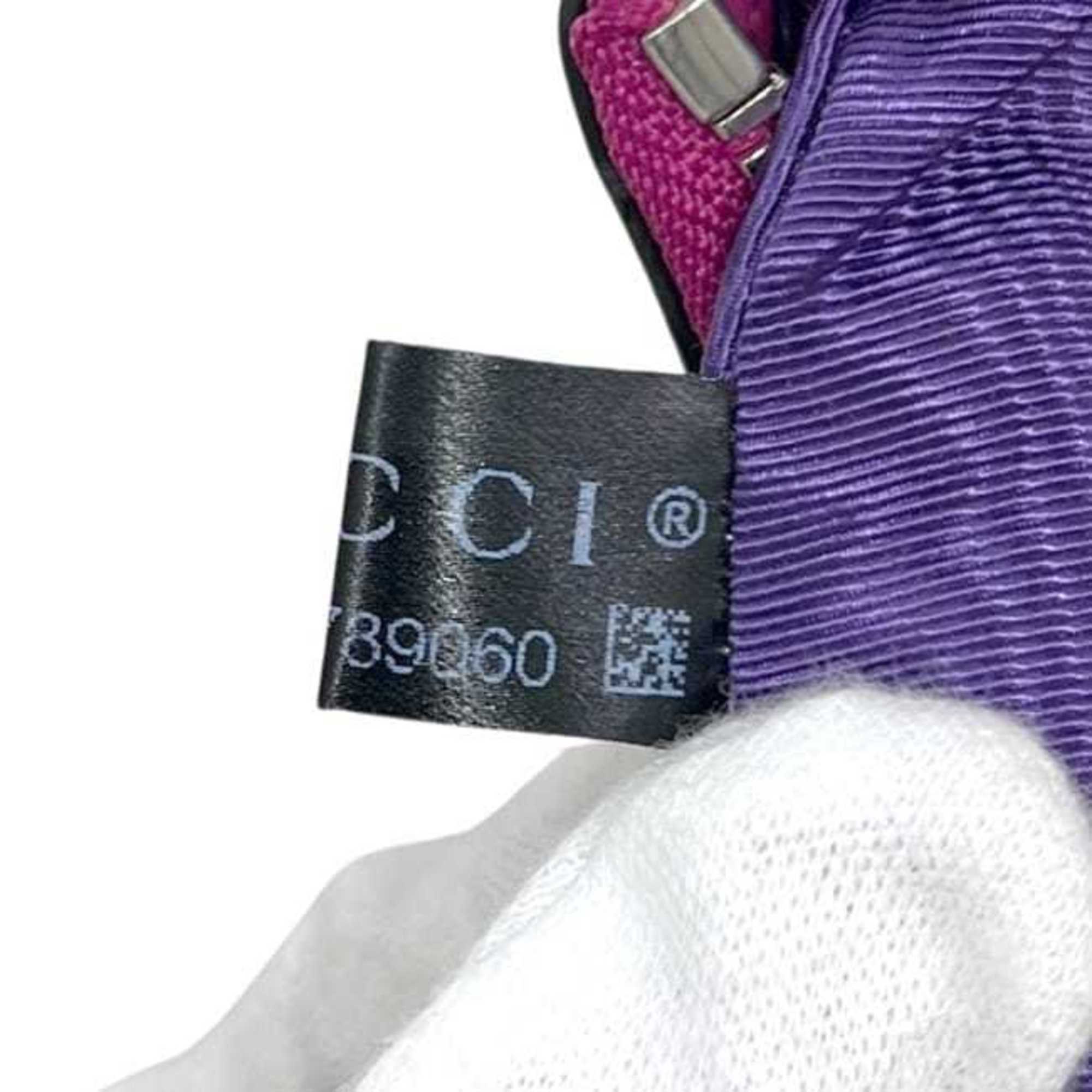Gucci Pink Nylon Leather Canvas Shoulder Bag (Pre-Owned)