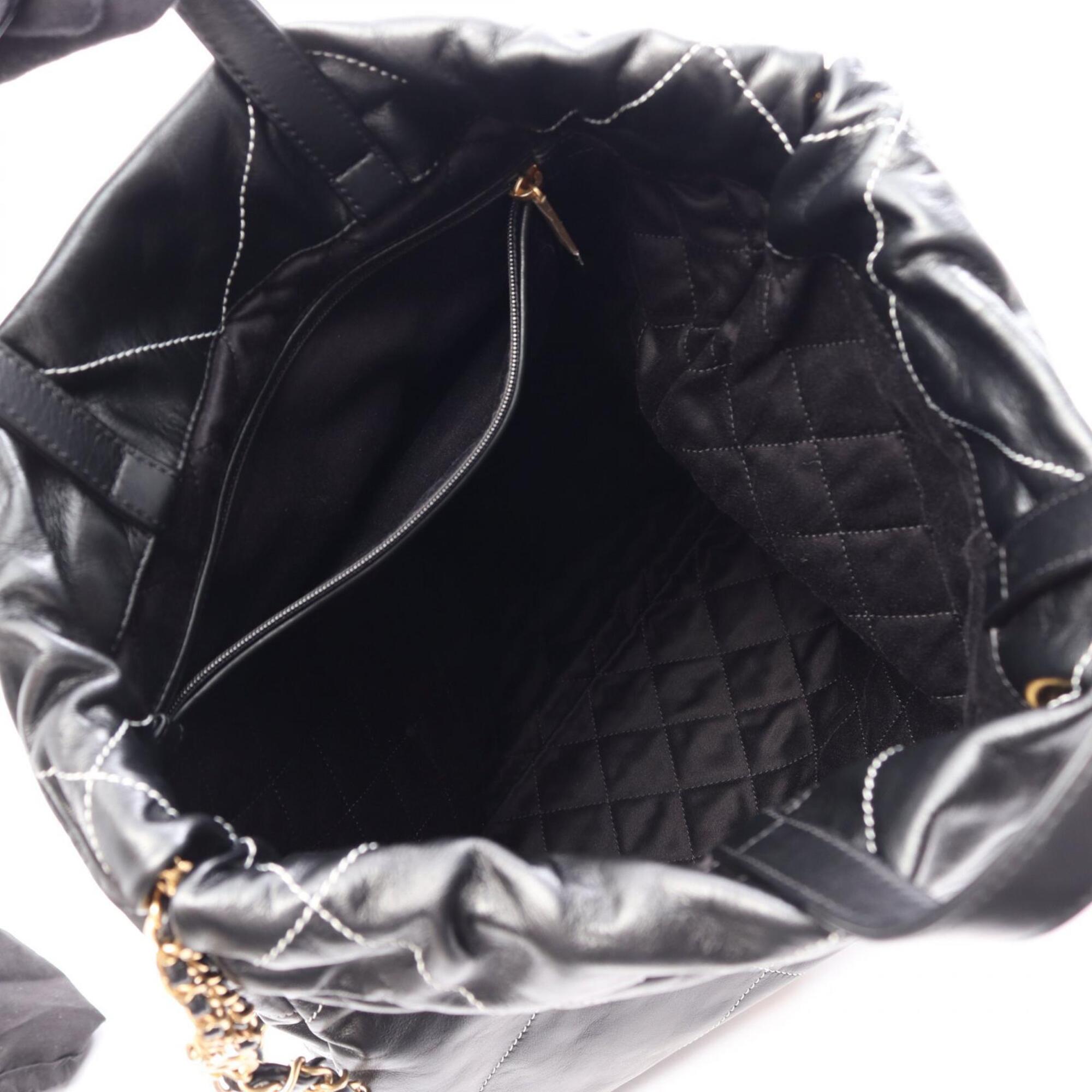 Chanel Black Leather Backpack Handbag (Pre-Owned)