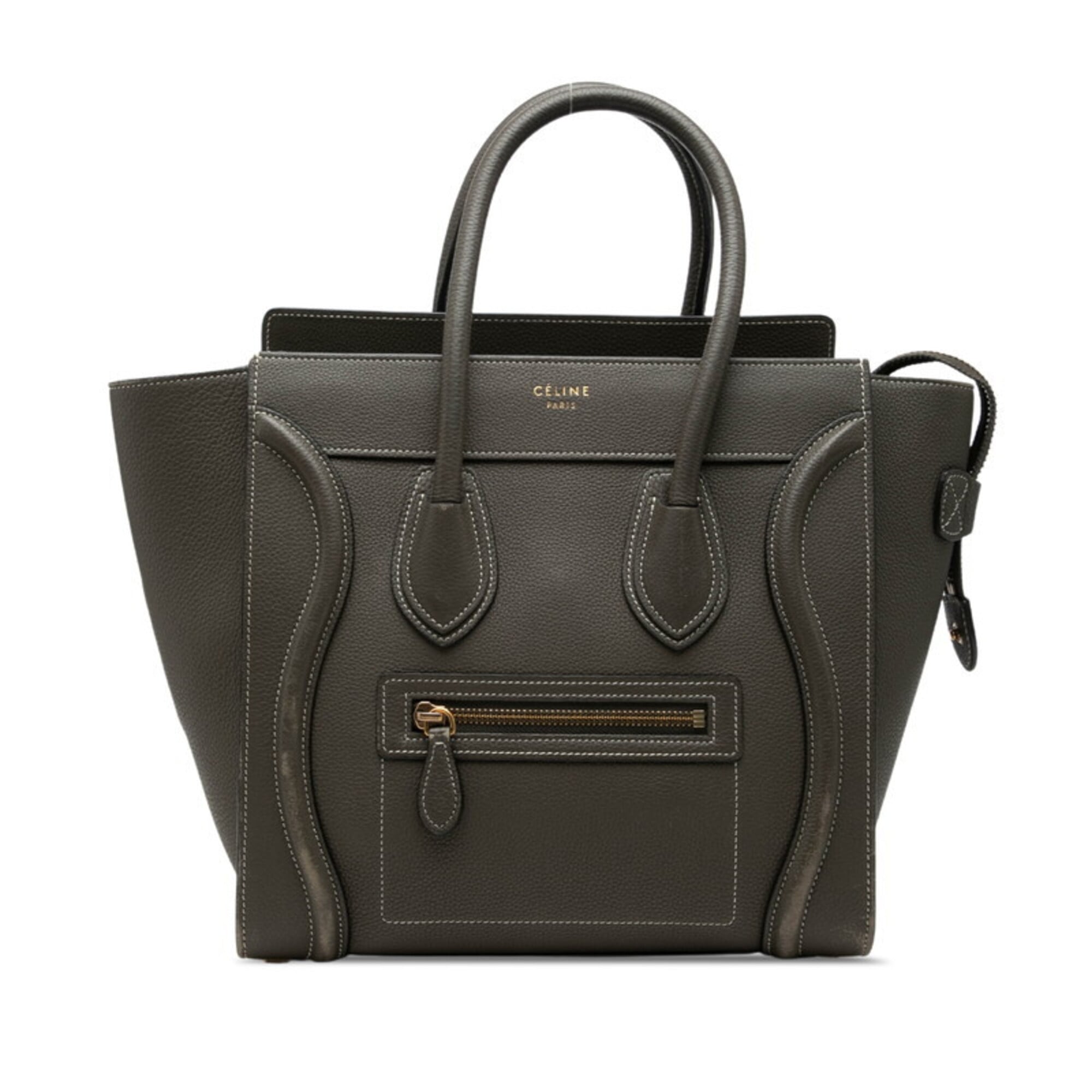 Celine Gray Green Khaki Leather Handbag (Pre-Owned)