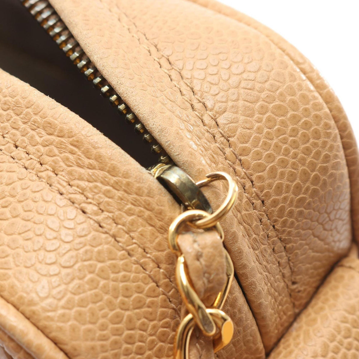 Chanel Beige Grained Calfskin Handbag Shoulder Bag (Pre-Owned)