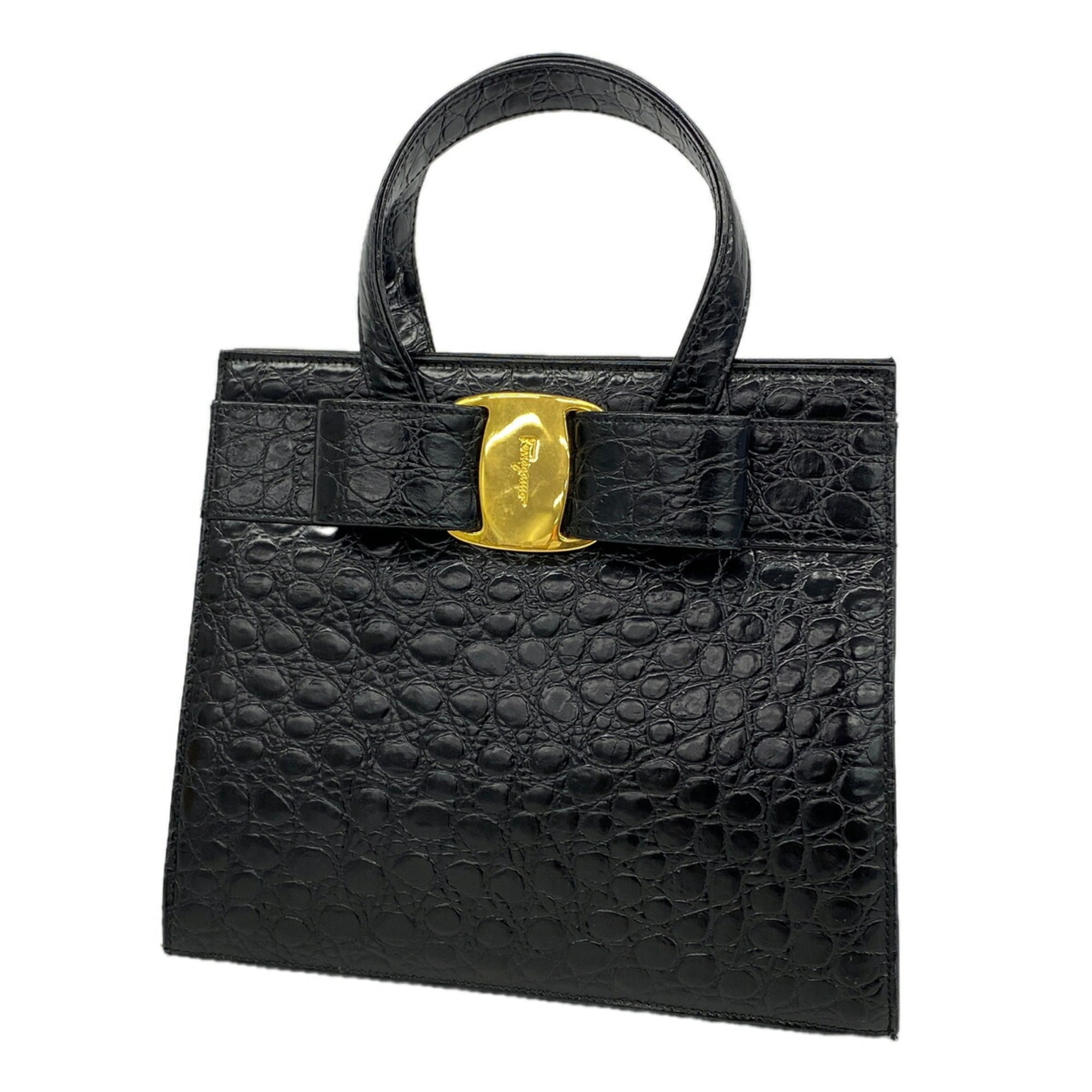 Salvatore Ferragamo Black Leather Handbag (Pre-Owned)