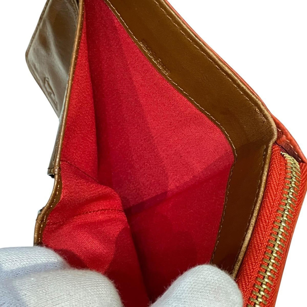Christian Louboutin Brown Orange Leather Wallet (Bi-Fold) (Pre-Owned)