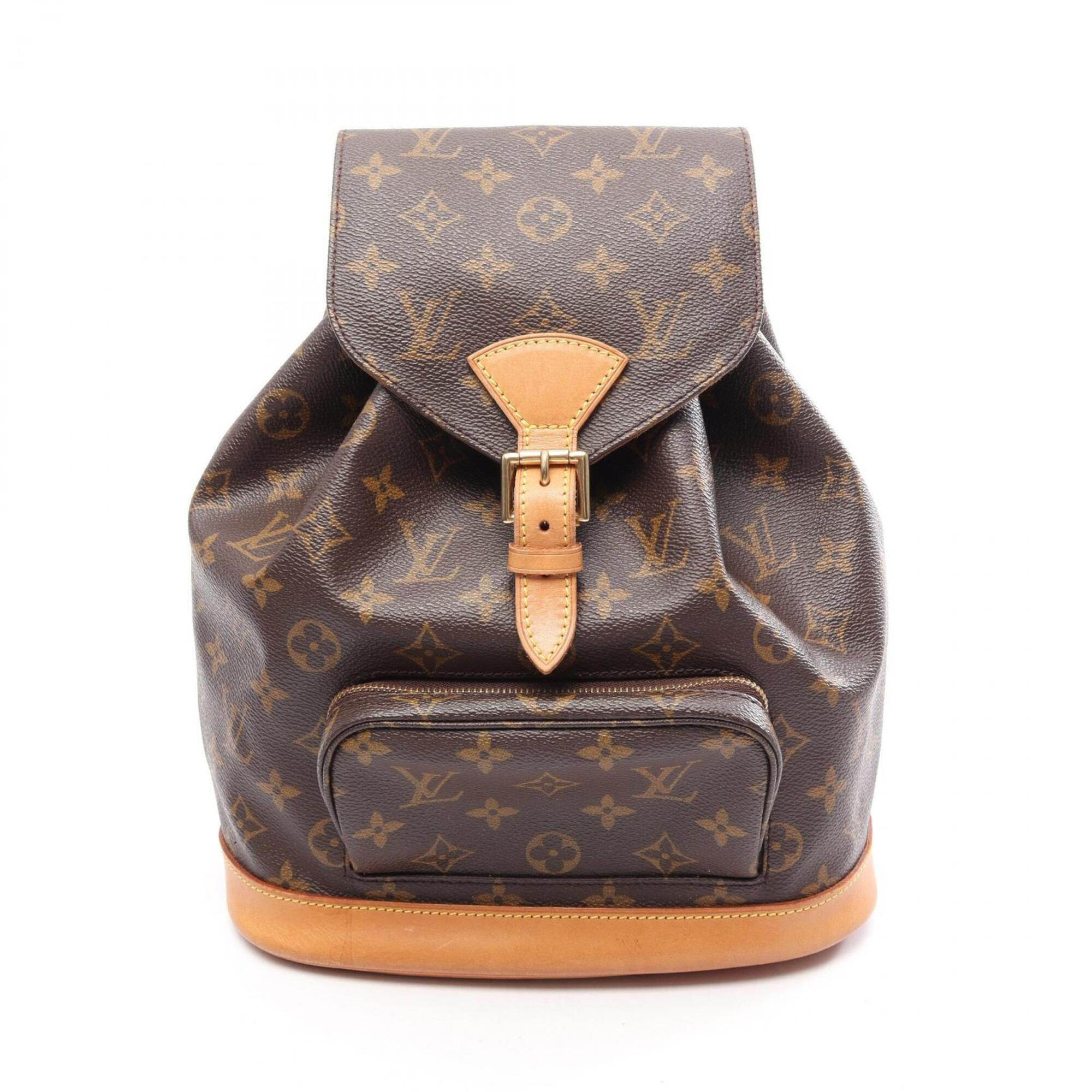 Louis Vuitton Brown Coated Canvas Leather Backpack Handbag (Pre-Owned)