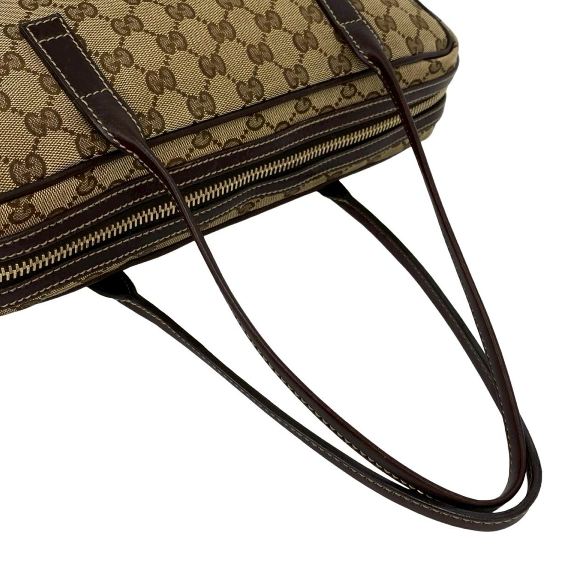 Gucci Brown Canvas Leather Handbag Shoulder Bag Tote Bag (Pre-Owned)