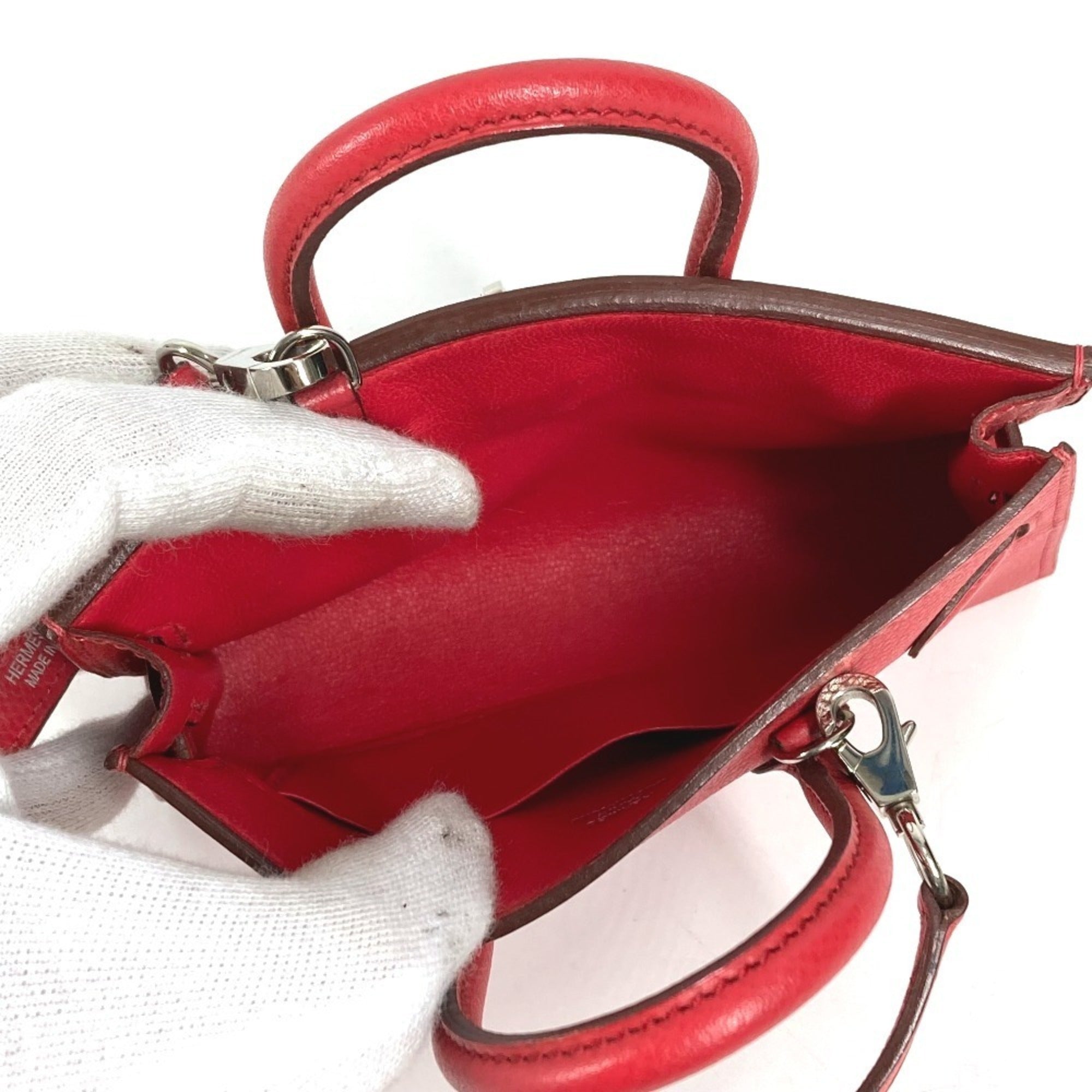 Hermes Red Color Leather Handbag Shoulder Bag (Pre-Owned)
