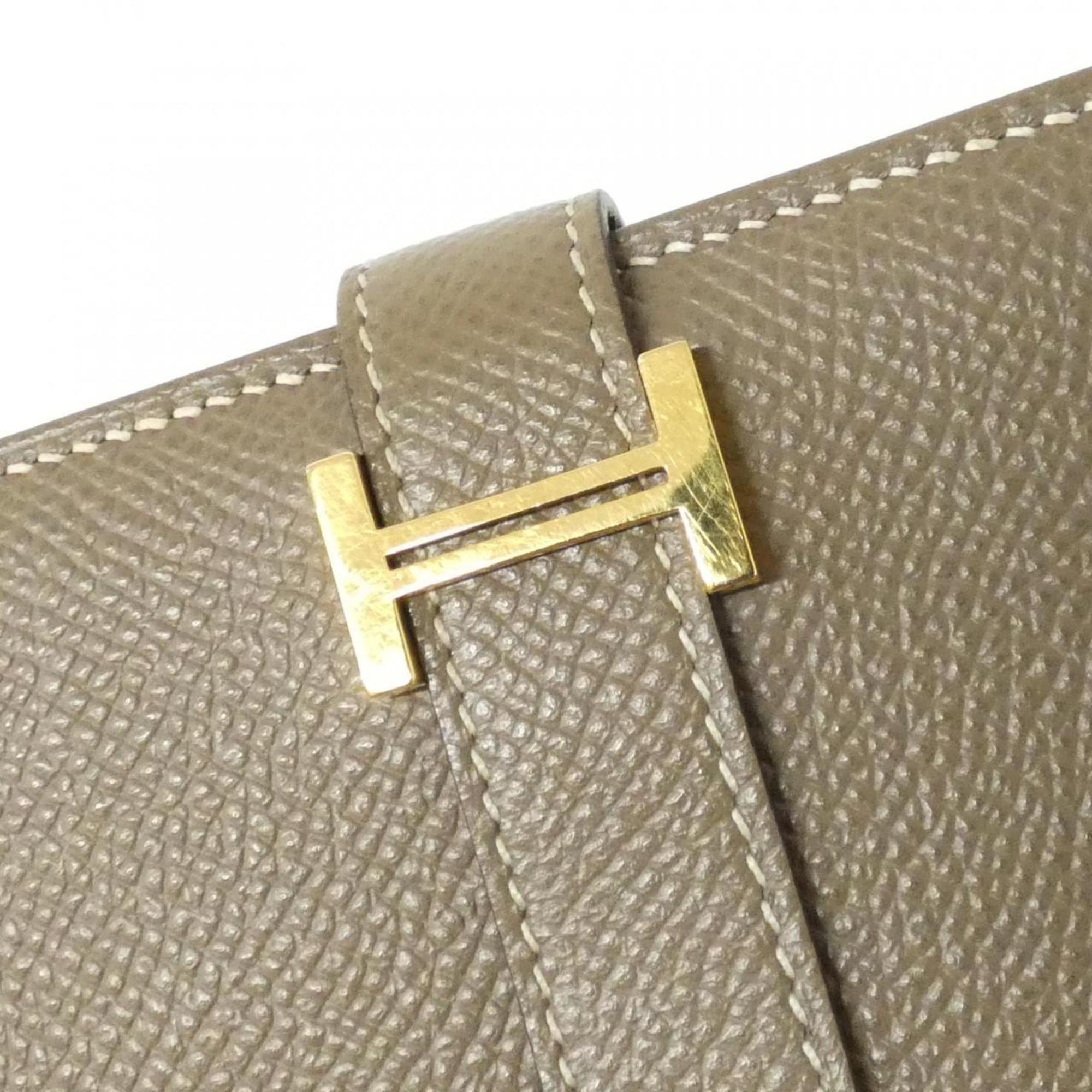 Hermes Etoupe Gray Epsom Leather Middle Wallet (Bi-Fold) (Pre-Owned)