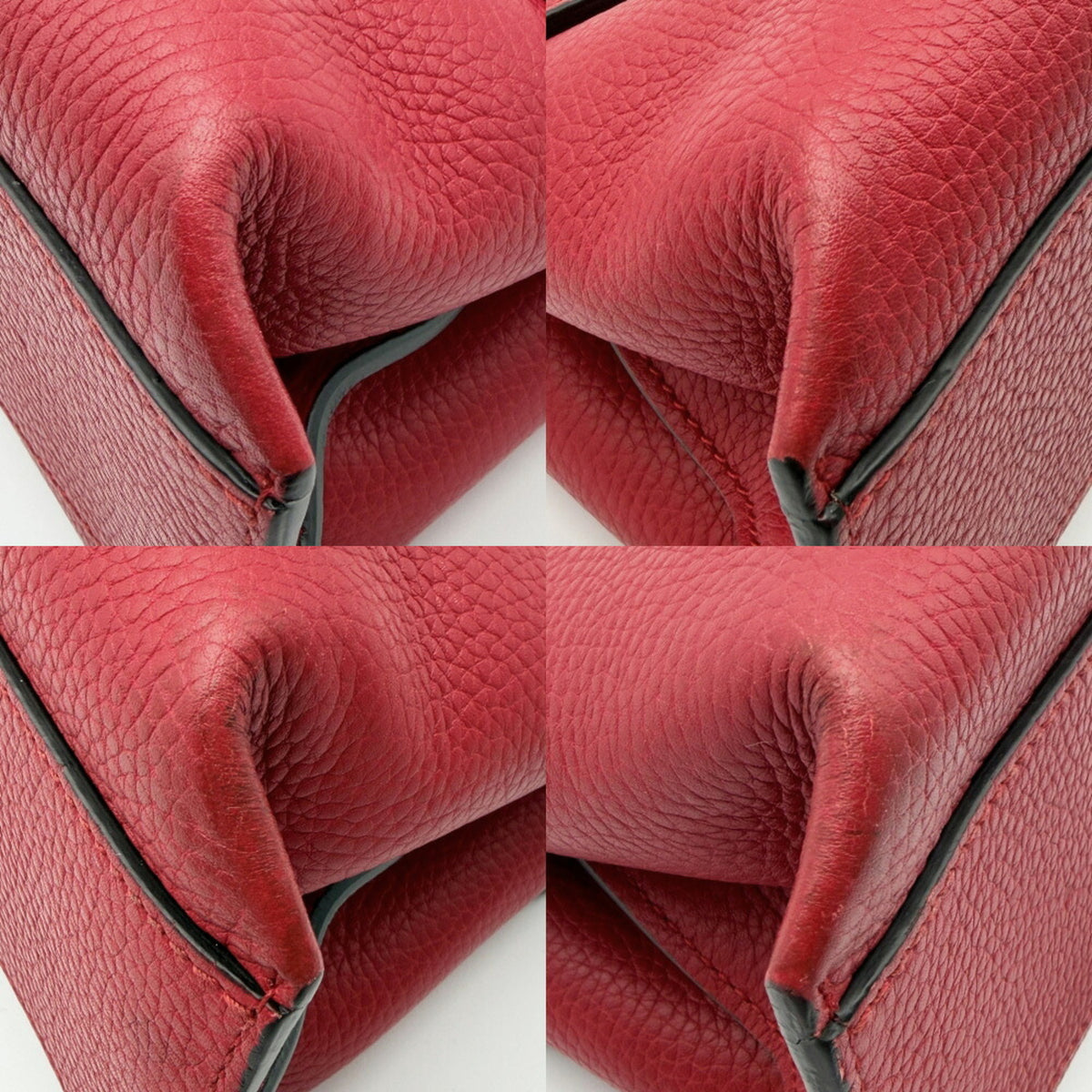 Gucci Bamboo Red Color Leather Handbag Shoulder Bag (Pre-Owned)