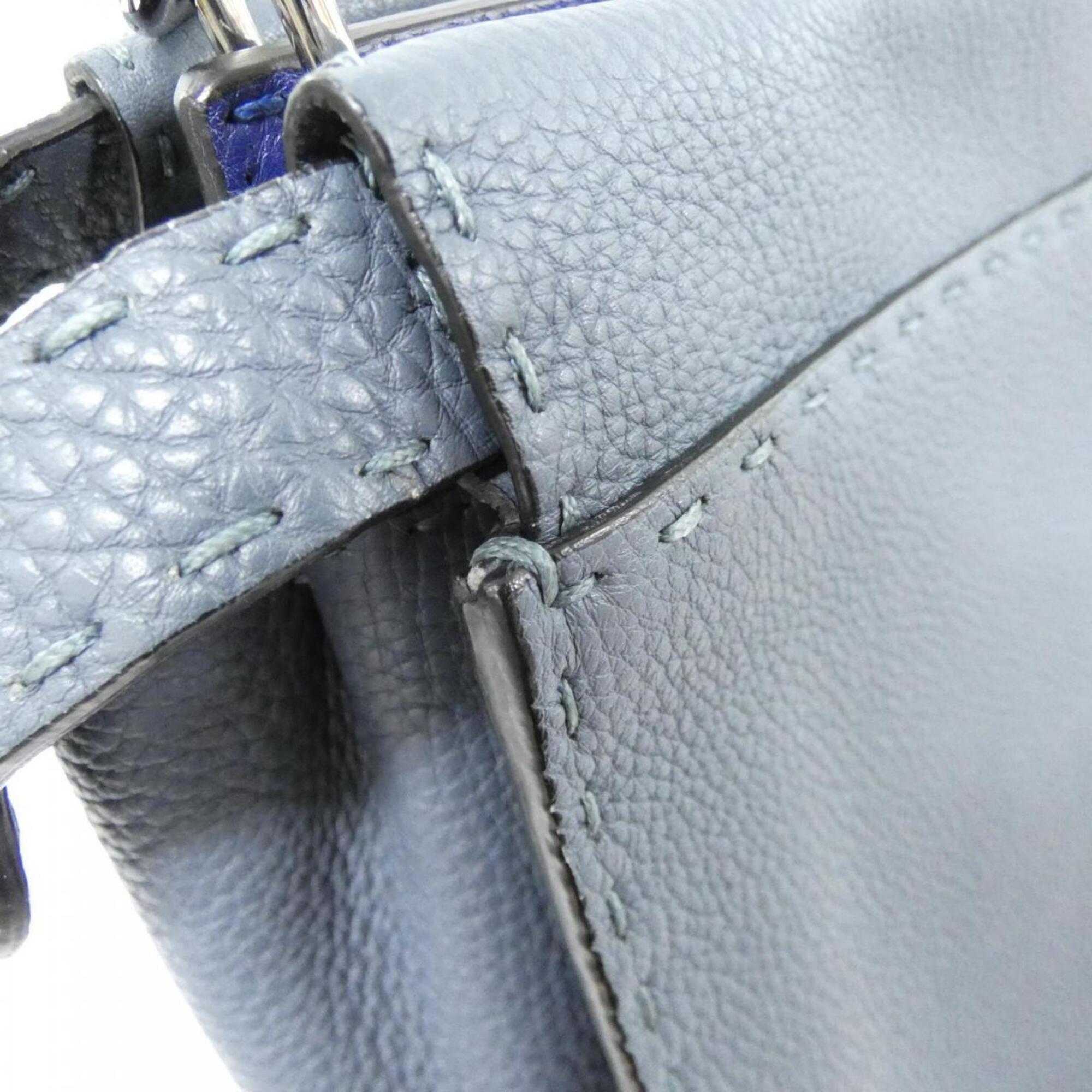 Fendi Selleria Light Blue Leather Handbag (Pre-Owned)