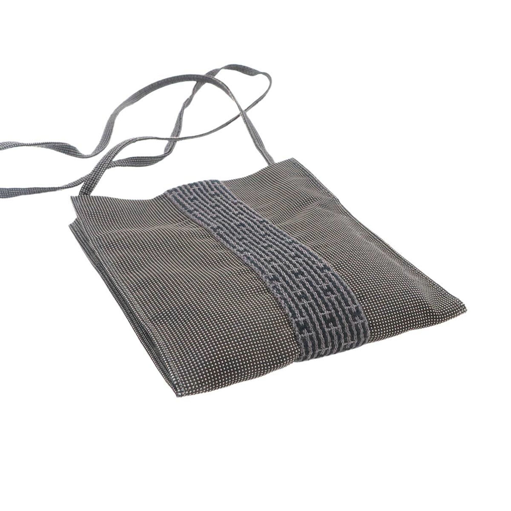 Hermes Gray Canvas Handbag Pochette Shoulder Bag (Pre-Owned)