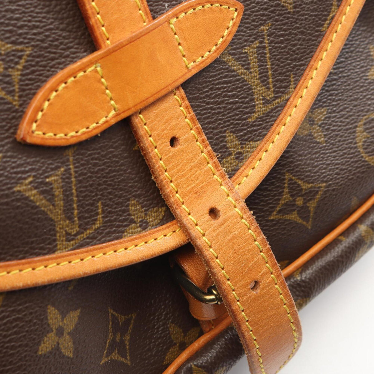 Louis Vuitton Brown Coated Canvas Leather Handbag Shoulder Bag (Pre-Owned)