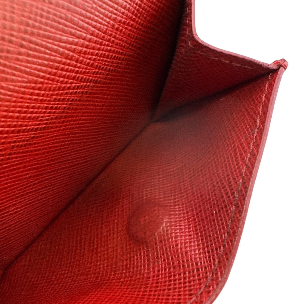 Prada Saffiano Red Color Leather Wallet (Tri-Fold) (Pre-Owned)