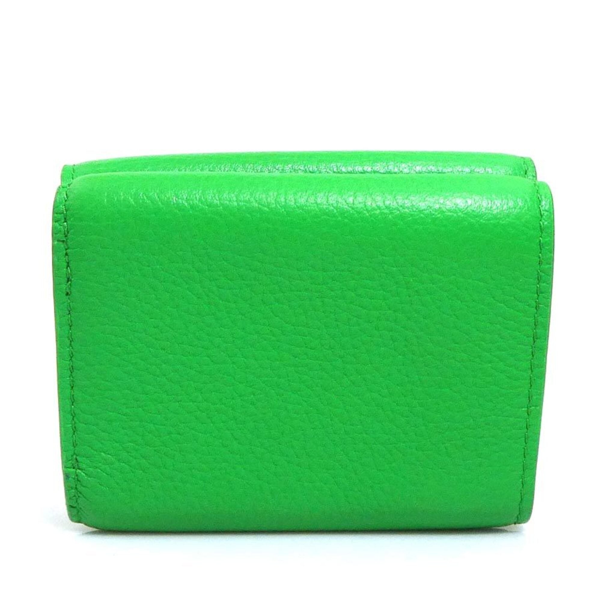 Bottega Veneta Green Leather Wallet (Tri-Fold) (Pre-Owned)