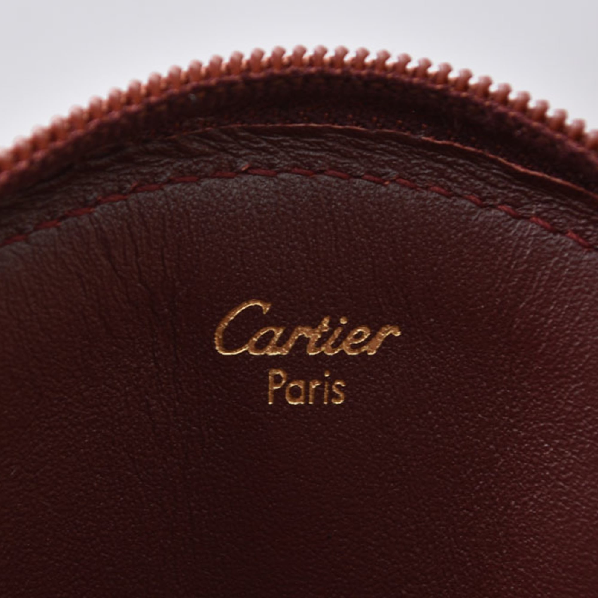 Cartier Bordeaux Leather Coin Purse/Coin Case (Pre-Owned)