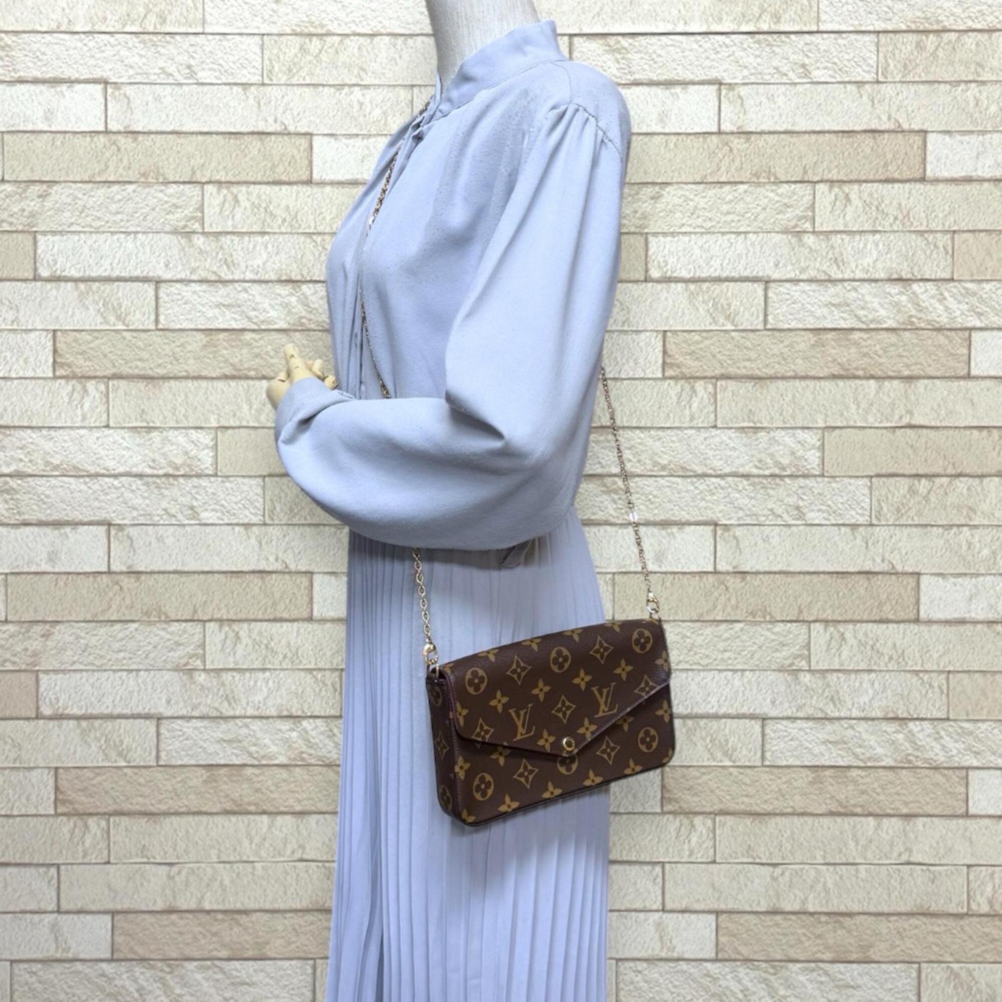Louis Vuitton Brown Fuchsia Monogram Canvas Pochette Pouch Shoulder Bag (Pre-Owned)