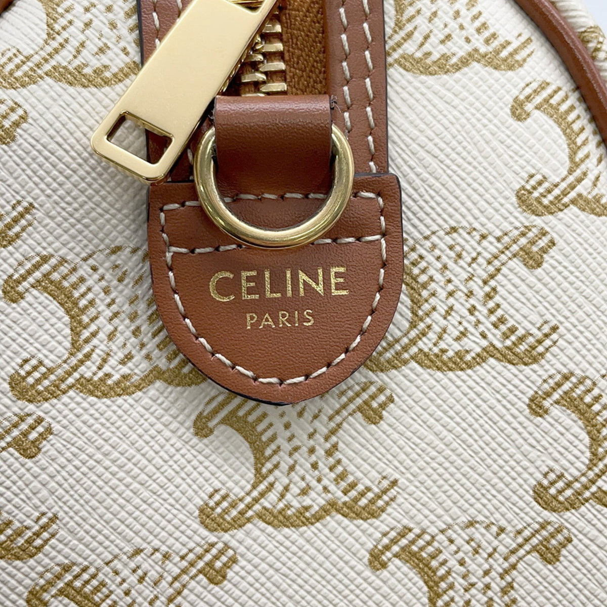 Celine Beige Brown Pvc Leather Boston Bag Handbag (Pre-Owned)