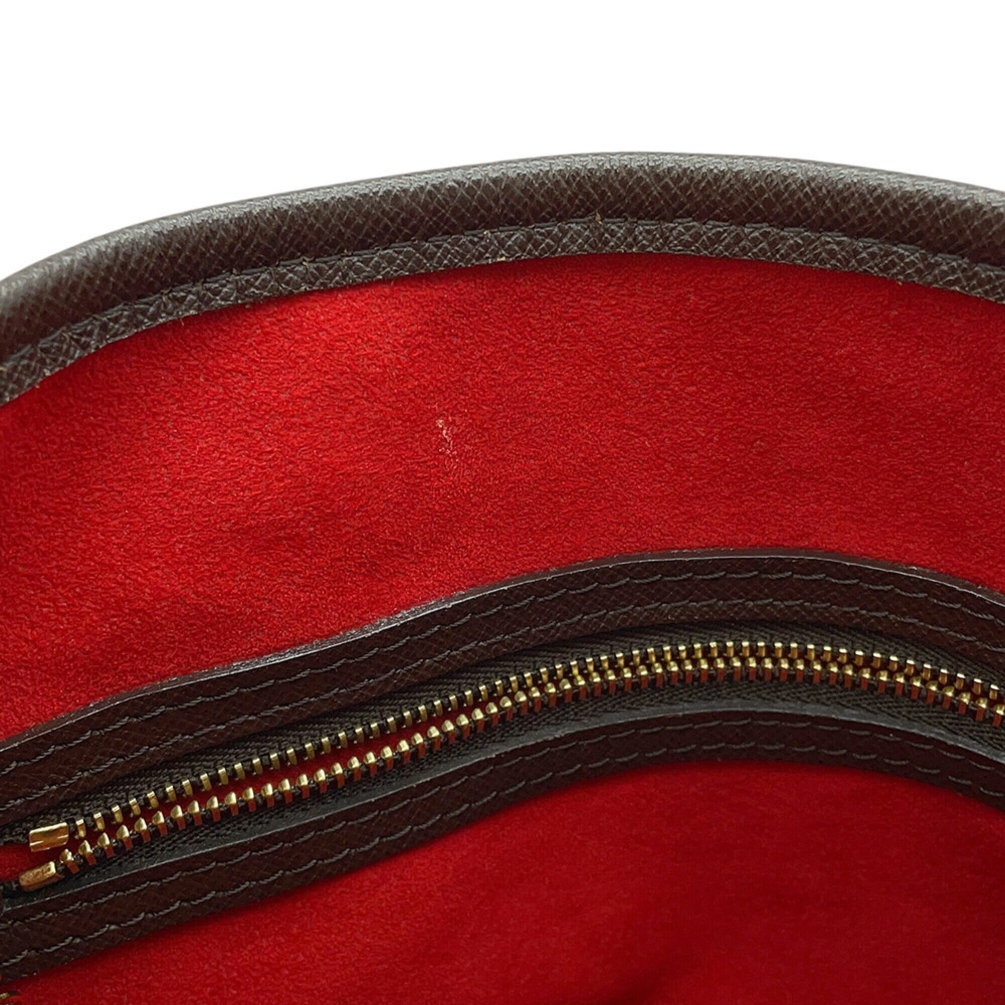 Louis Vuitton Red Color Damier Canvas Handbag Pouch Shoulder Bag Tote Bag (Pre-Owned)