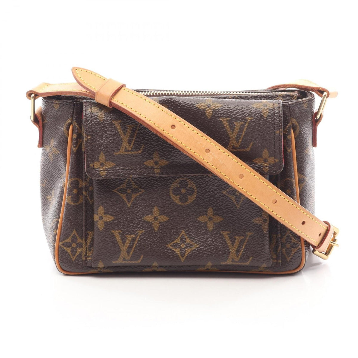 Louis Vuitton Brown Coated Canvas Leather Handbag Shoulder Bag (Pre-Owned)