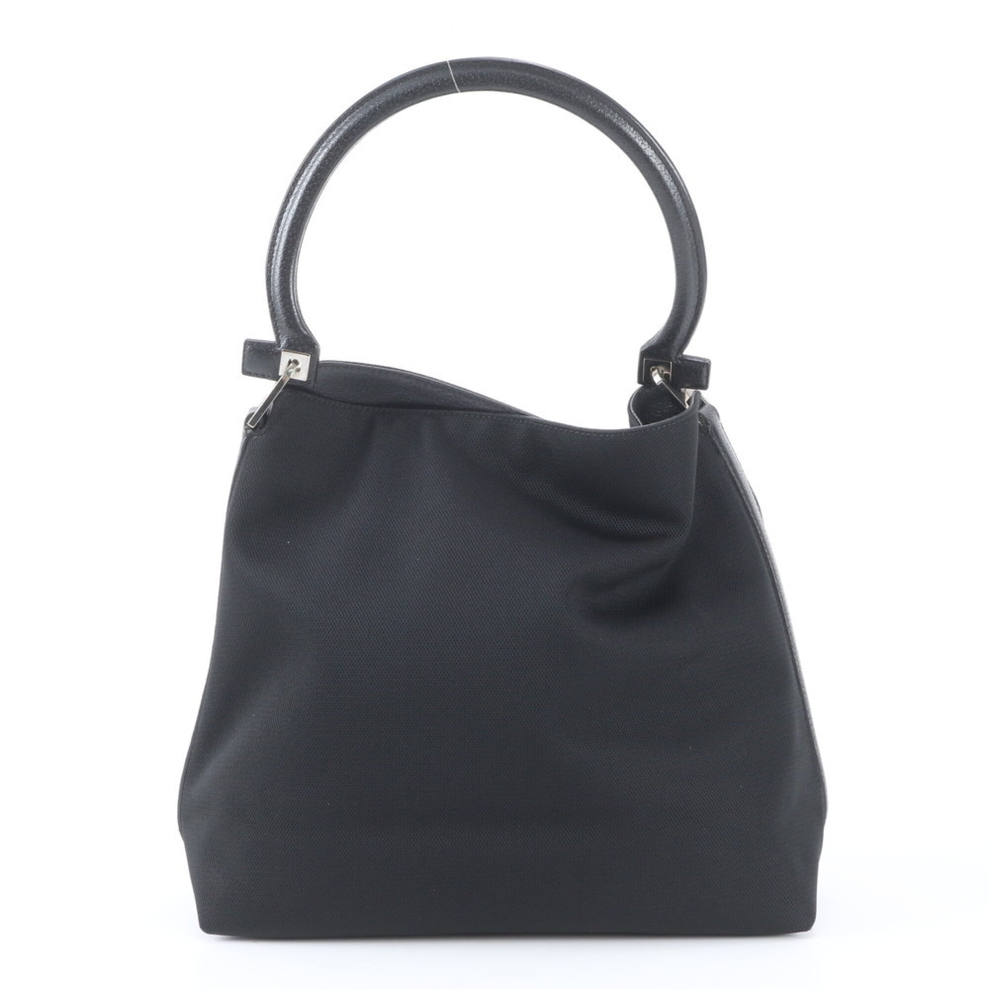 Salvatore Ferragamo Gancini Black Leather Nylon Handbag Shoulder Bag (Pre-Owned)