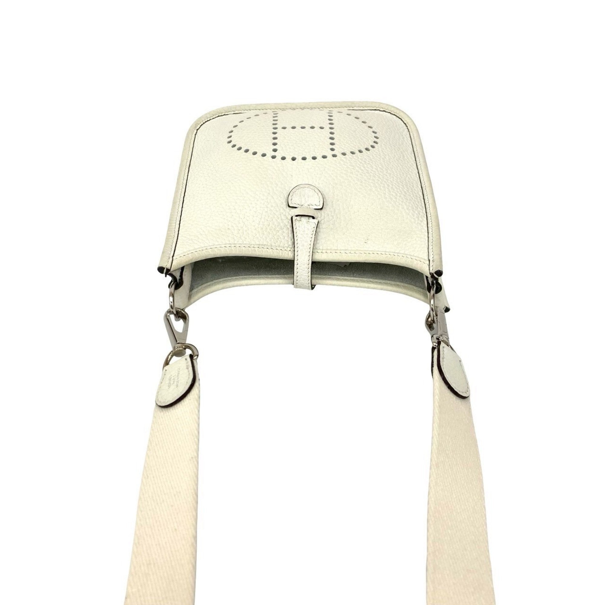 Hermes White Taurillon Clemence Leather Pochette Shoulder Bag (Pre-Owned)