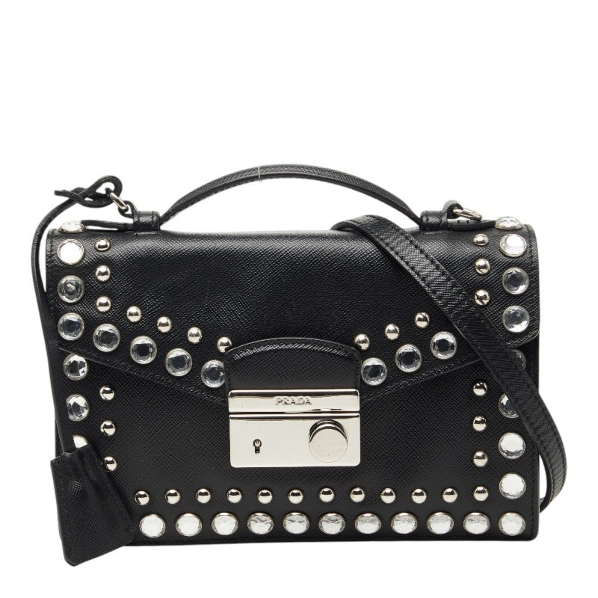 Prada Black Leather Handbag Shoulder Bag (Pre-Owned)
