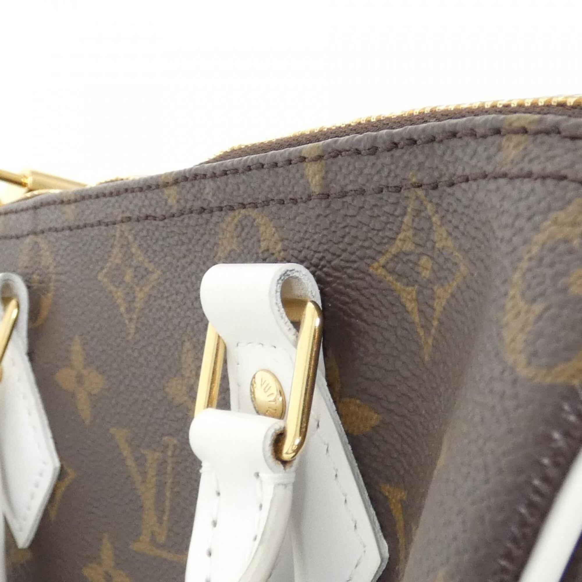 Louis Vuitton Blanc Marron Coated Canvas Leather Boston Bag Pouch (Pre-Owned)