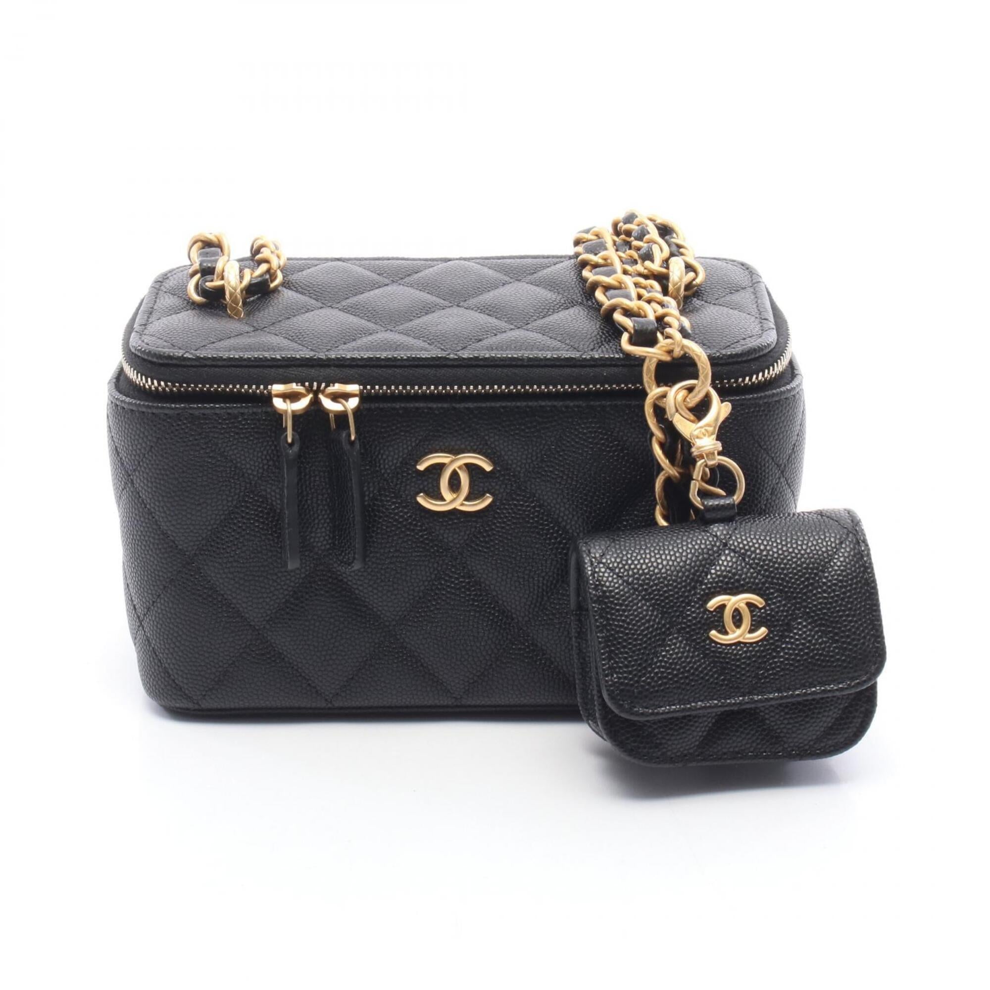 Chanel Black Leather Handbag Shoulder Bag (Pre-Owned)