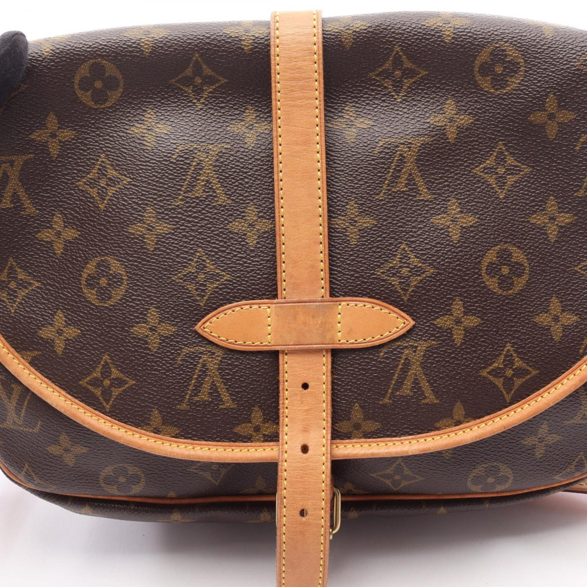 Louis Vuitton Brown Coated Canvas Leather Handbag Shoulder Bag (Pre-Owned)