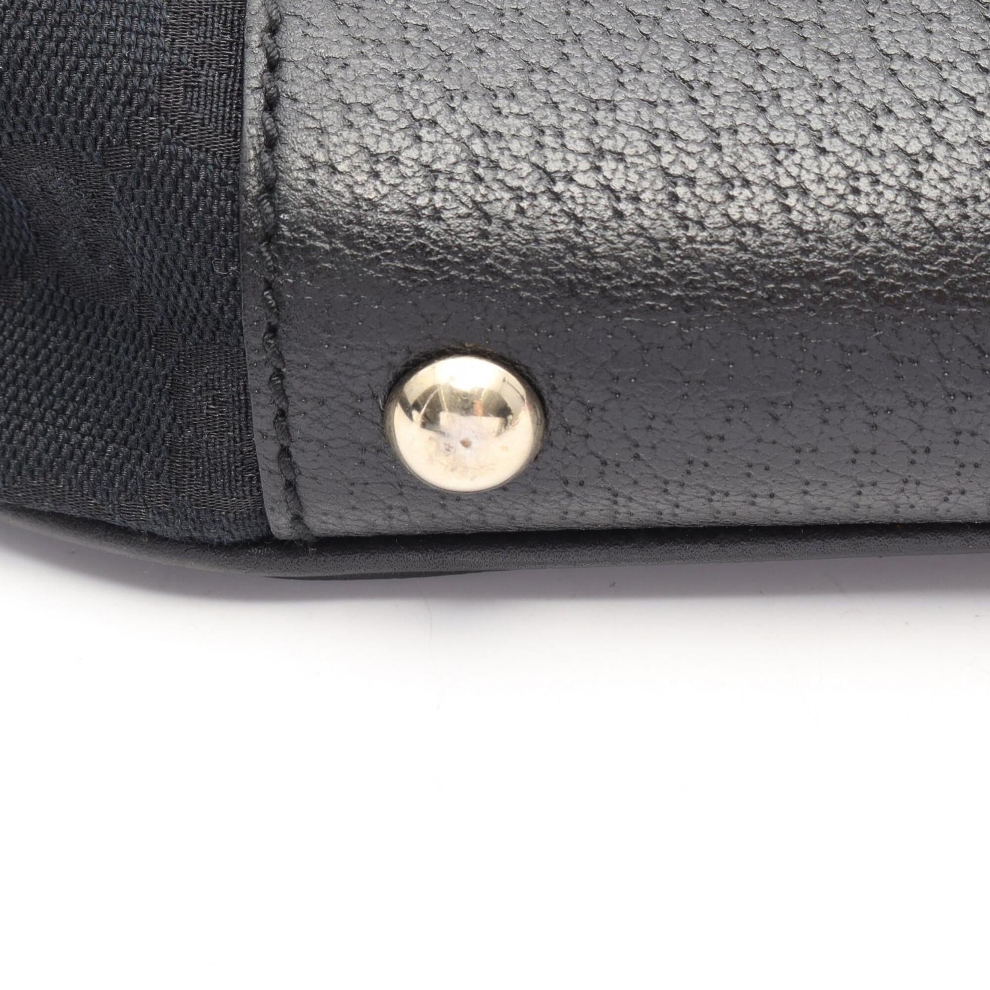 Gucci Black Navy Gg Canvas Leather Handbag Shoulder Bag (Pre-Owned)